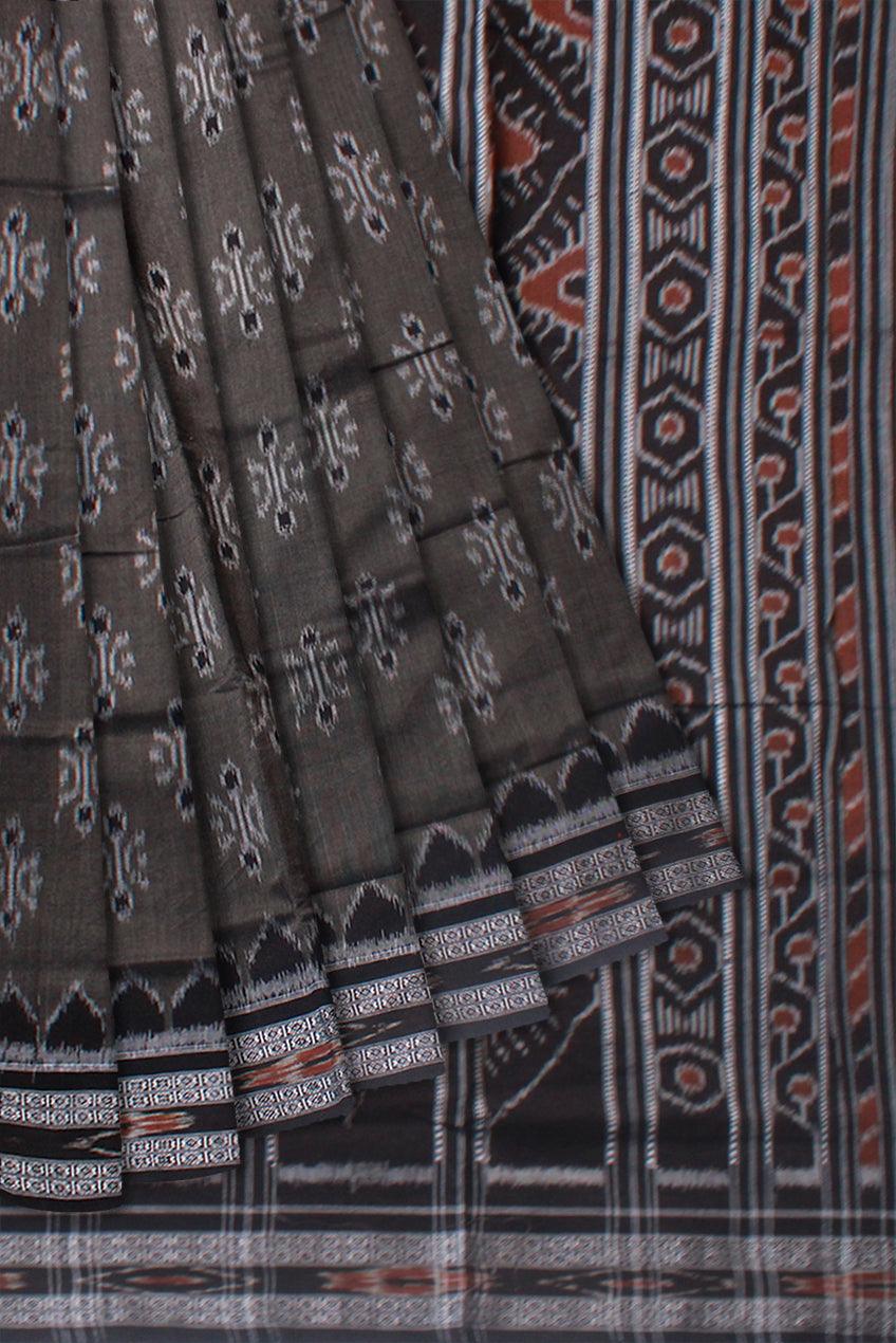 BLACK COLOR LATEST DESIGN MANIABANDHA COTTON SAREE, WITHOUT BLOUSE PIECE. - Koshali Arts & Crafts Enterprise