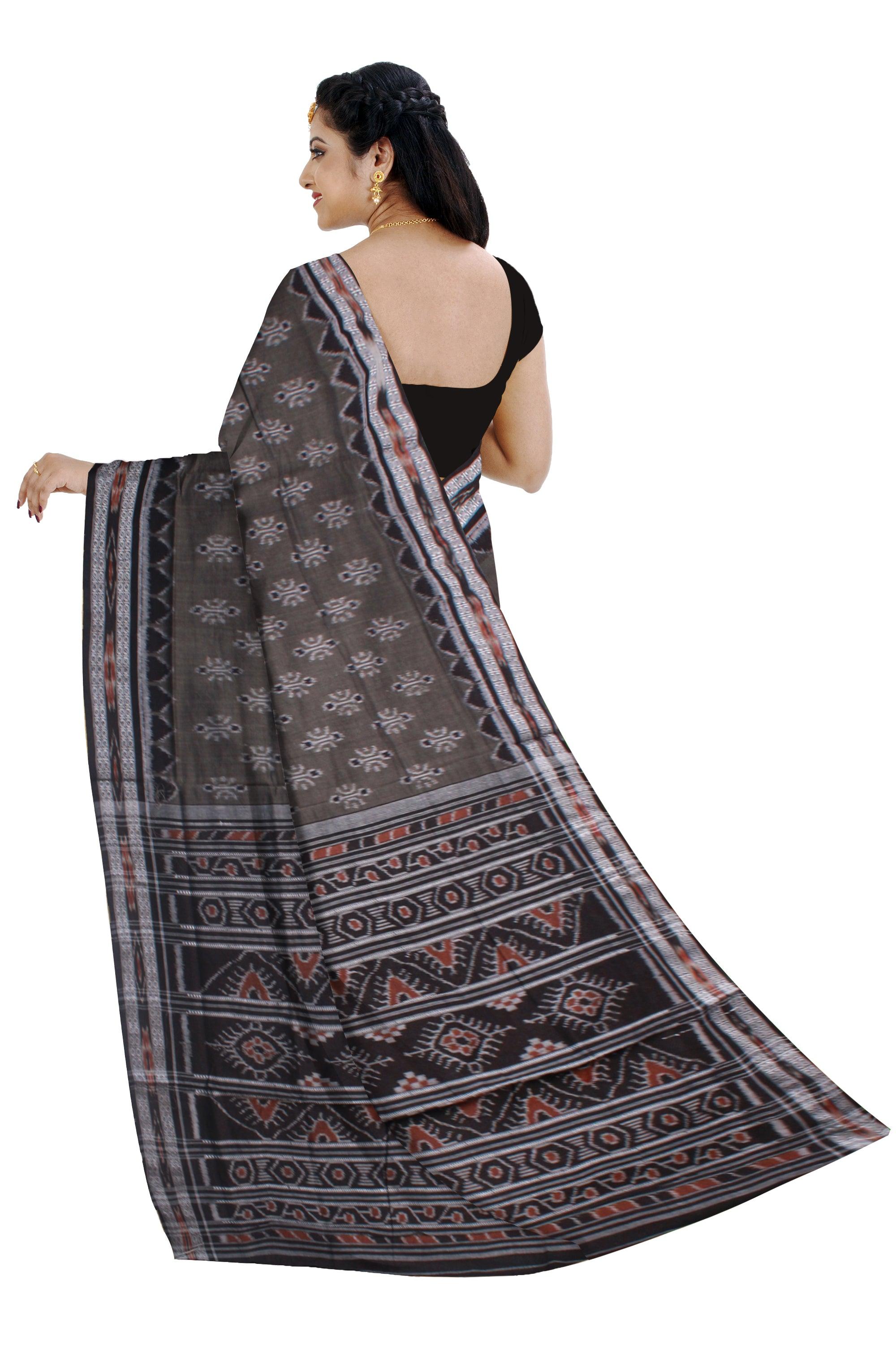 BLACK COLOR LATEST DESIGN MANIABANDHA COTTON SAREE, WITHOUT BLOUSE PIECE. - Koshali Arts & Crafts Enterprise