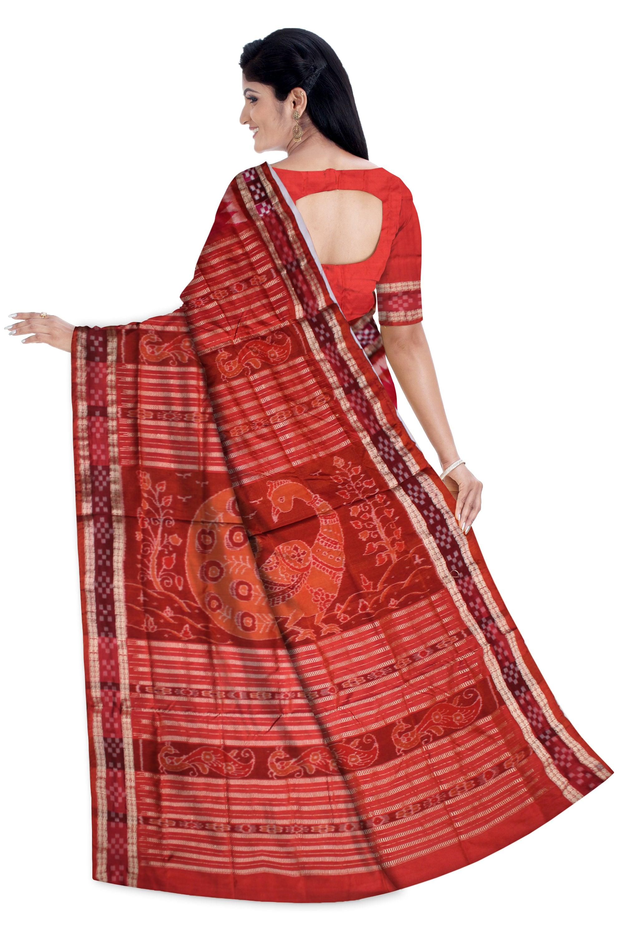PINK AND ORANGE COLOR DHADI SAPTA PATA SAREE , WITH BLOUSE PIECE. USEFUL FOR OCCASIONS SPECIAL . - Koshali Arts & Crafts Enterprise