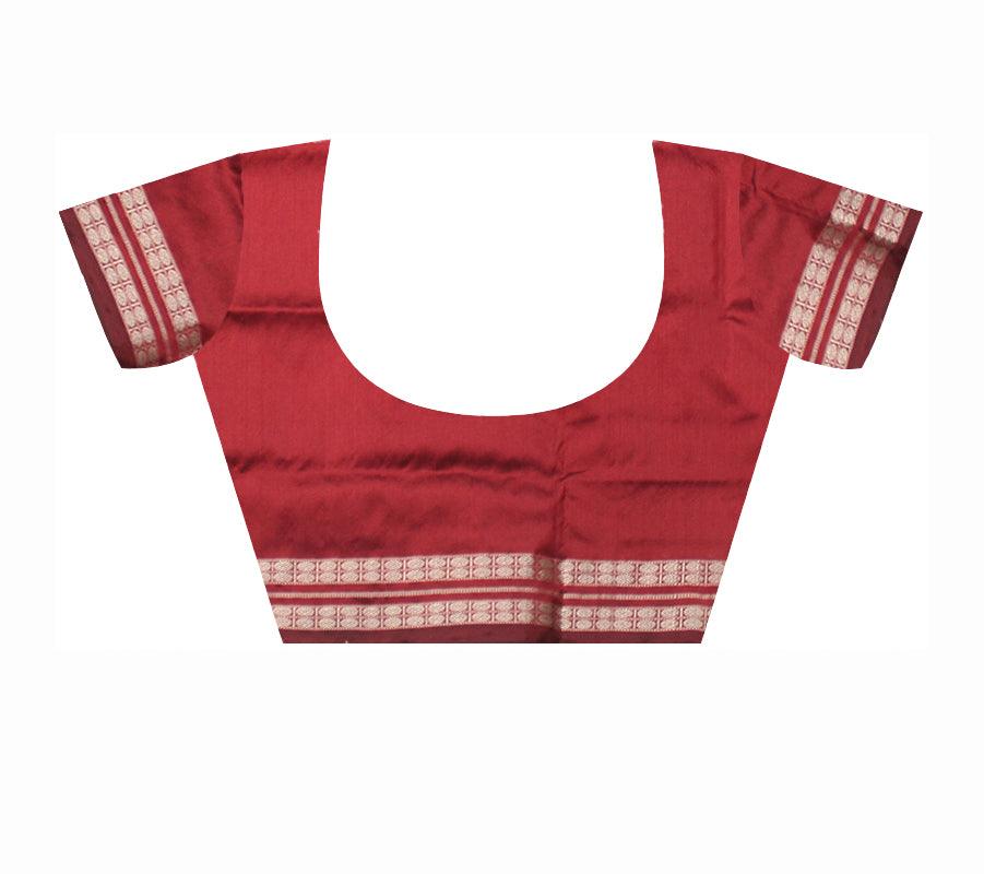 LATEST COLLECTION PATA SAREE IS SILVER WITH BLACK AND RED COLOR , WITH BLOUSE PIECE. - Koshali Arts & Crafts Enterprise