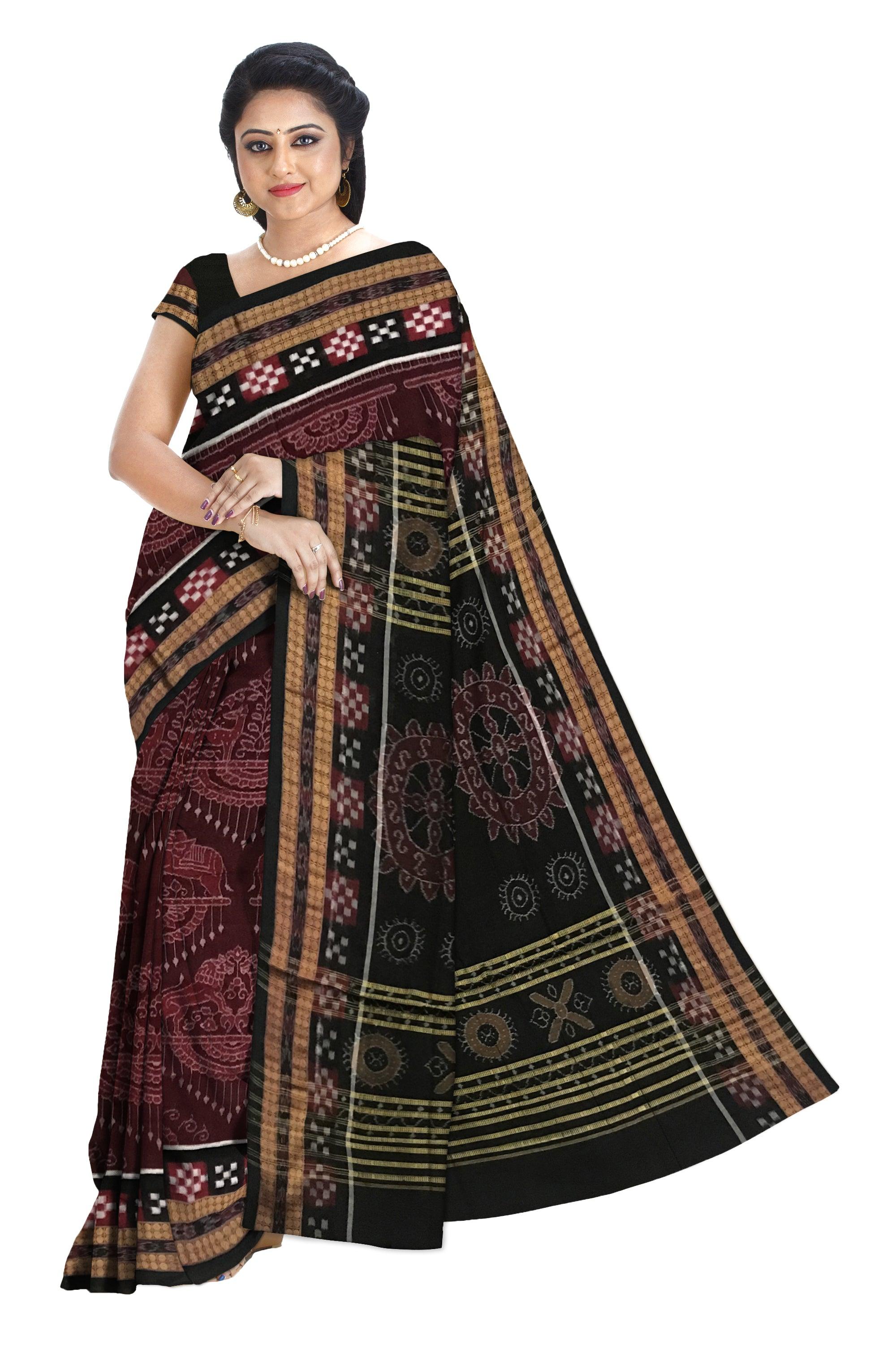 LATEST SAMBALPURI DHADI PASAPALI COTTON SAREE IS DESIGN LIKE LION, DEER AND ELEPHANT PATTERN. AVAILABLE WITH BLOUS EPIECE. - Koshali Arts & Crafts Enterprise
