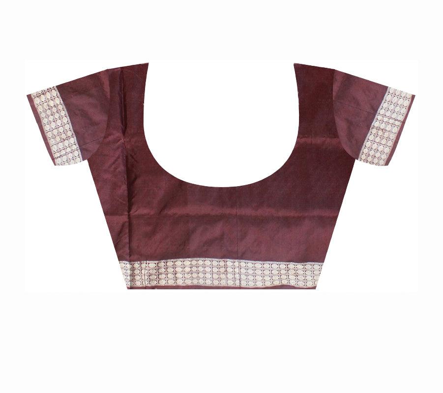 NEW ARRIVAL SABITRI SPECIAL MAROON AND COFFEE COLOR PATA SAREE ,  MATCHING BLOUSE PIECE. - Koshali Arts & Crafts Enterprise