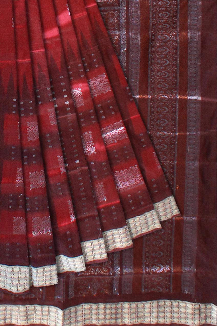 NEW ARRIVAL SABITRI SPECIAL MAROON AND COFFEE COLOR PATA SAREE ,  MATCHING BLOUSE PIECE. - Koshali Arts & Crafts Enterprise