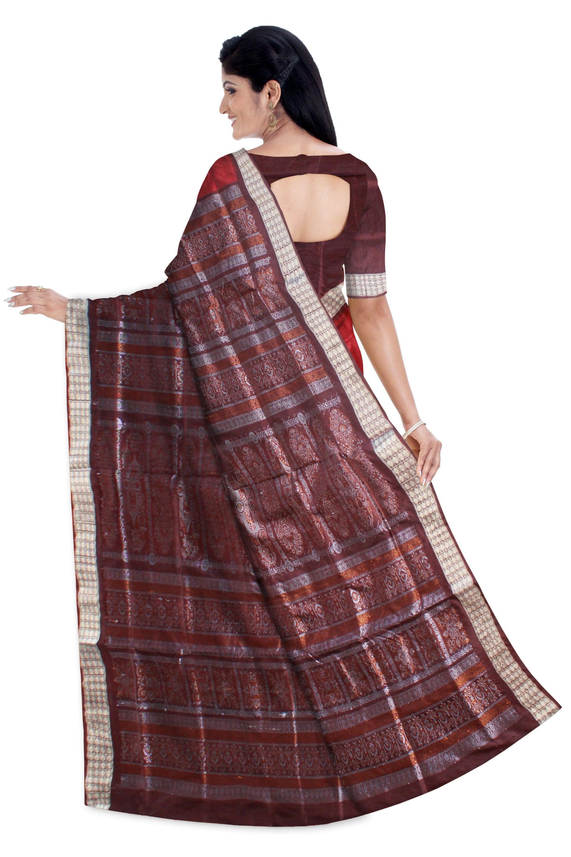 NEW ARRIVAL SABITRI SPECIAL MAROON AND COFFEE COLOR PATA SAREE ,  MATCHING BLOUSE PIECE. - Koshali Arts & Crafts Enterprise