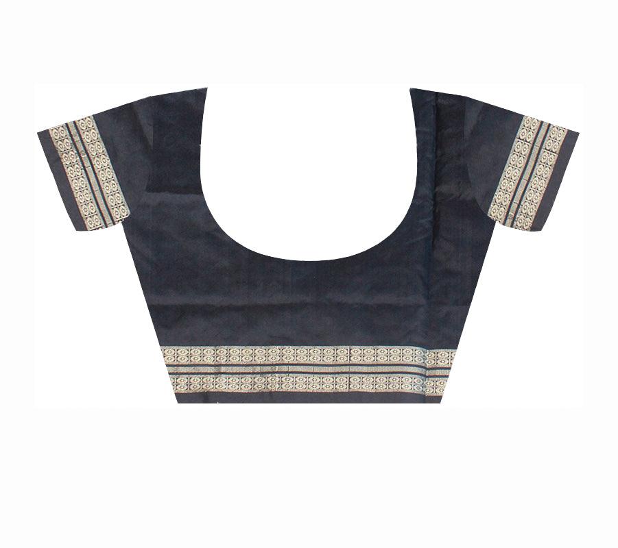 LATEST DOLL PRINT DESIGN PATA SAREE IS BLUE AND BLACK COLOR BASE, WITH BLOUSE PIECE. - Koshali Arts & Crafts Enterprise