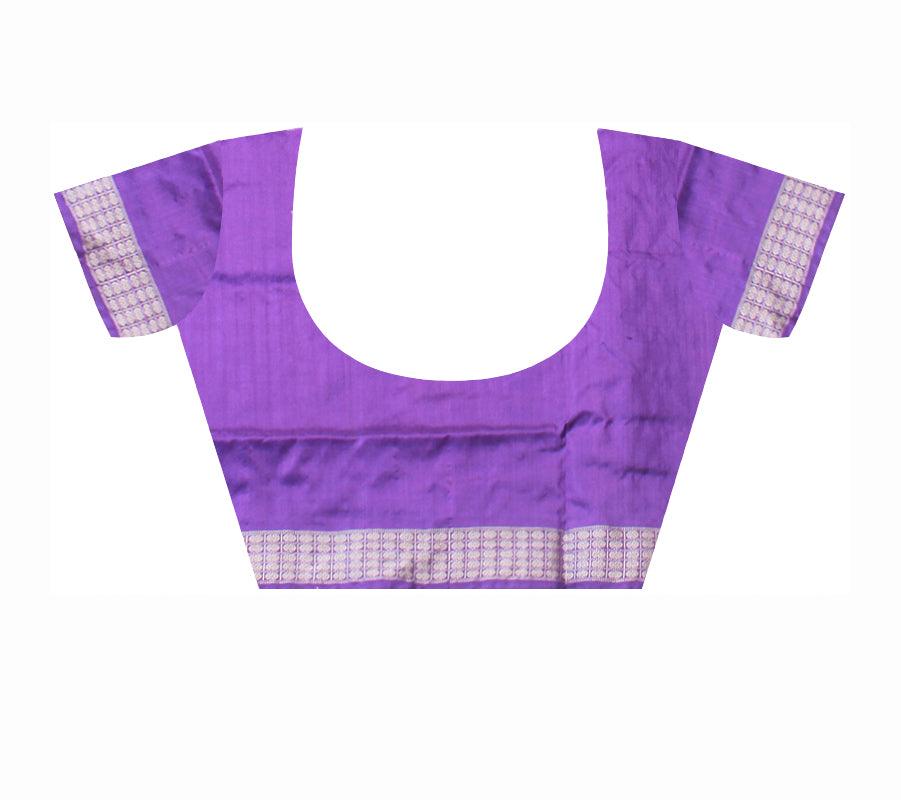 ROYAL GREEN AND PURPLE COLOR BOOTY PATTERN PATA SAREE , ATTACHED WITH BLOUSE PIECE. - Koshali Arts & Crafts Enterprise