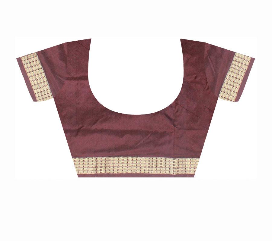 PASAPALI BOMKEI PATA SAREE IN YELLOW AND MAROON COLOR BASE, WITH MATCHING BLOUSE PIECE. - Koshali Arts & Crafts Enterprise