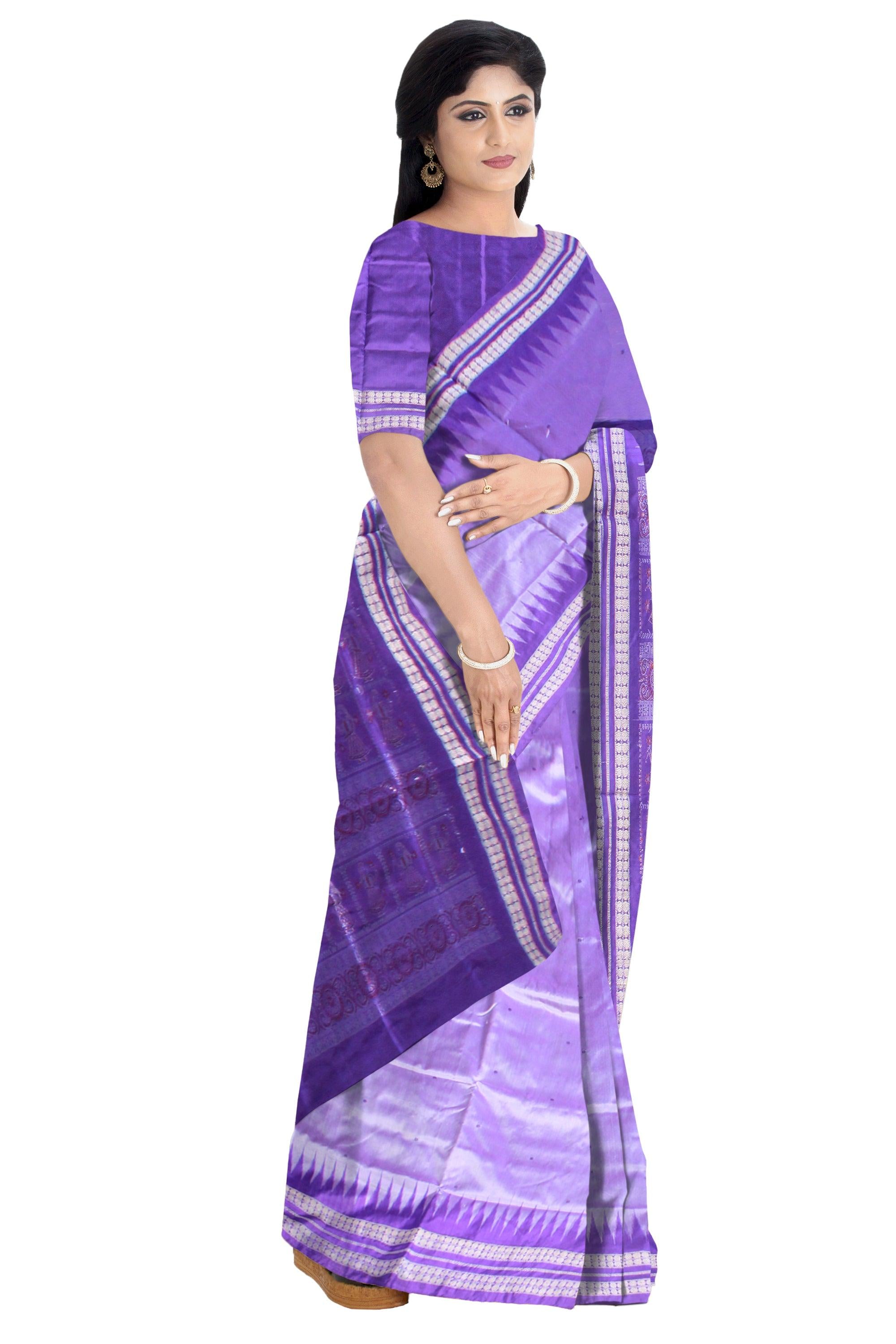 Beautiful circular motifs have been woven on the pallu. Saree comes attached with a colour matching blouse piece - Koshali Arts & Crafts Enterprise