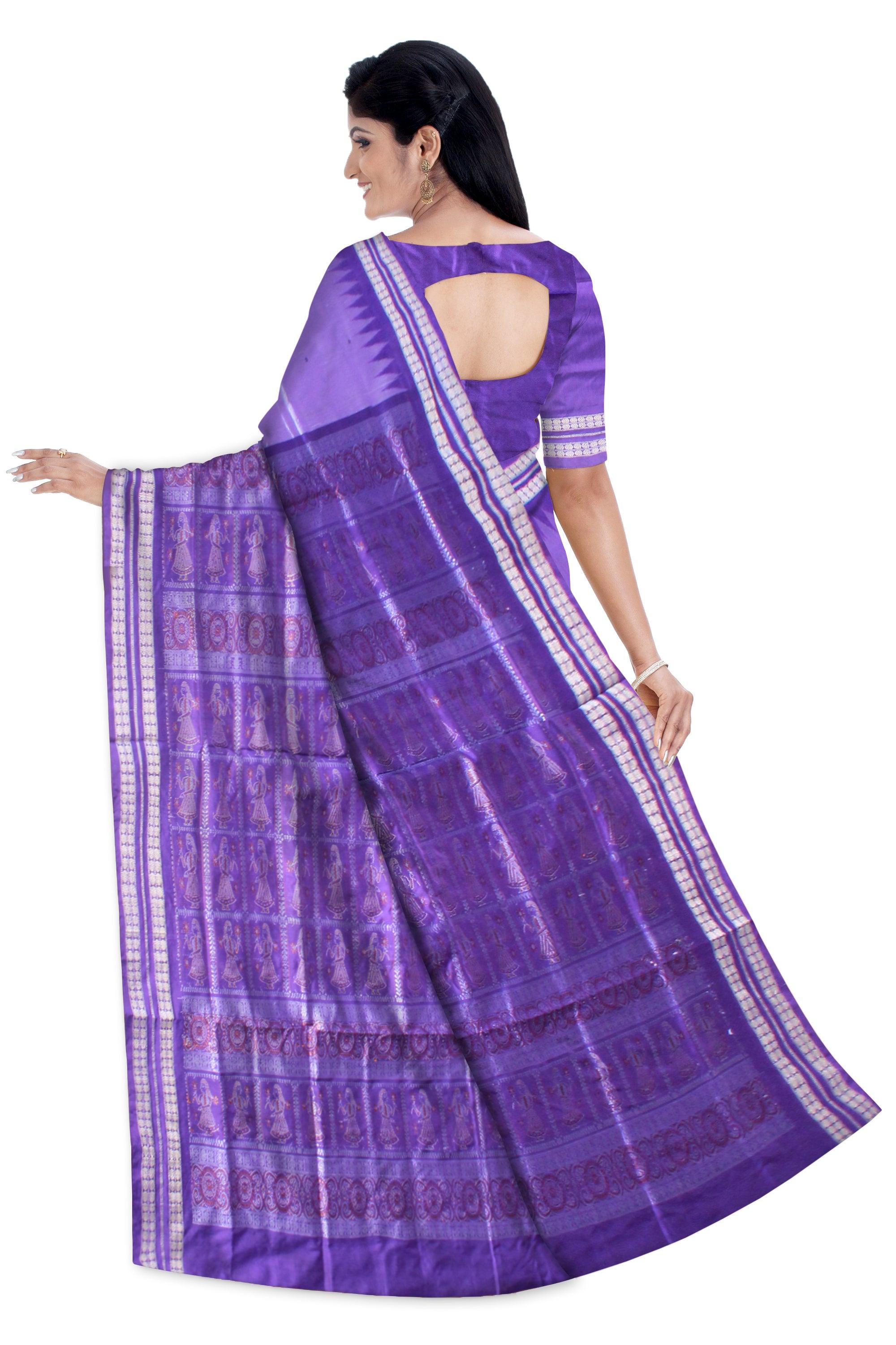 Beautiful circular motifs have been woven on the pallu. Saree comes attached with a colour matching blouse piece - Koshali Arts & Crafts Enterprise