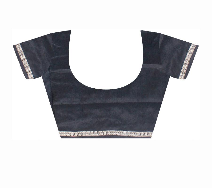 DEEP PINK AND BLACK COLOR BOOTY PATTERN SONEPUR PATA SAREE, WITH BLOUSE PIECE. - Koshali Arts & Crafts Enterprise
