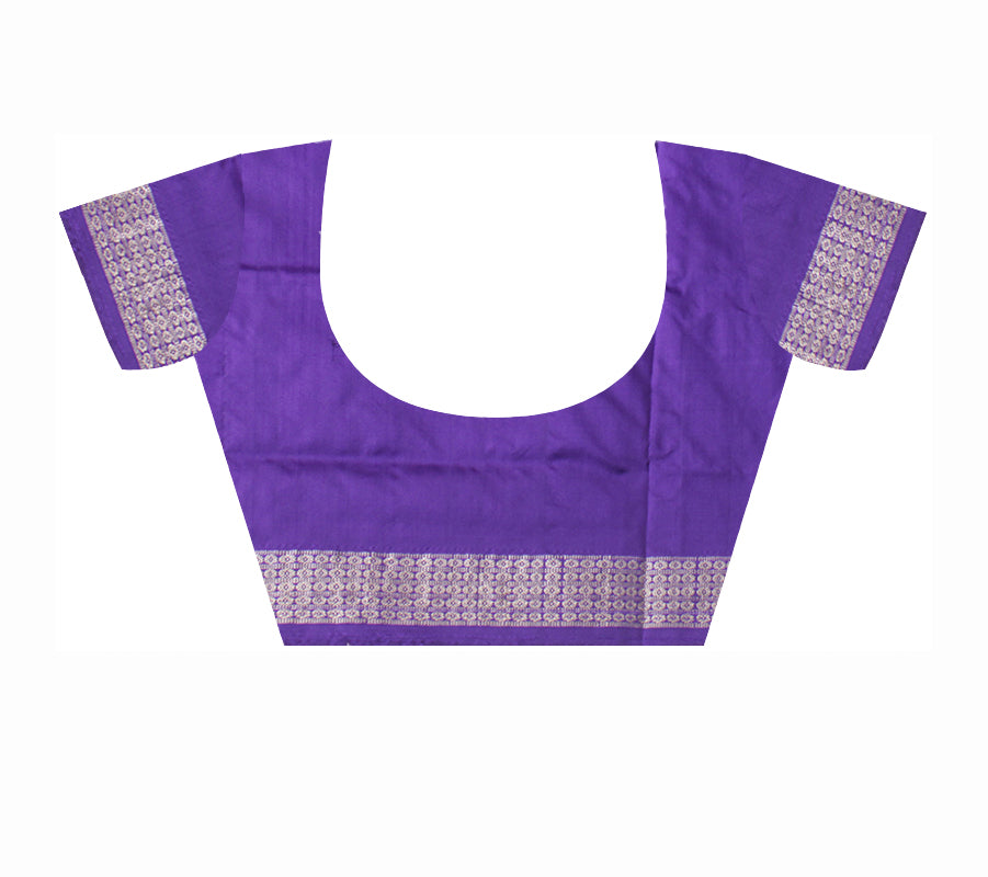 FULL BODY BIG PASAPALI PATTERN PATA SAREE IS SKY AND PURPLE COLOR BASE,COMES WITH MATCHING BLOUSE PIECE. - Koshali Arts & Crafts Enterprise