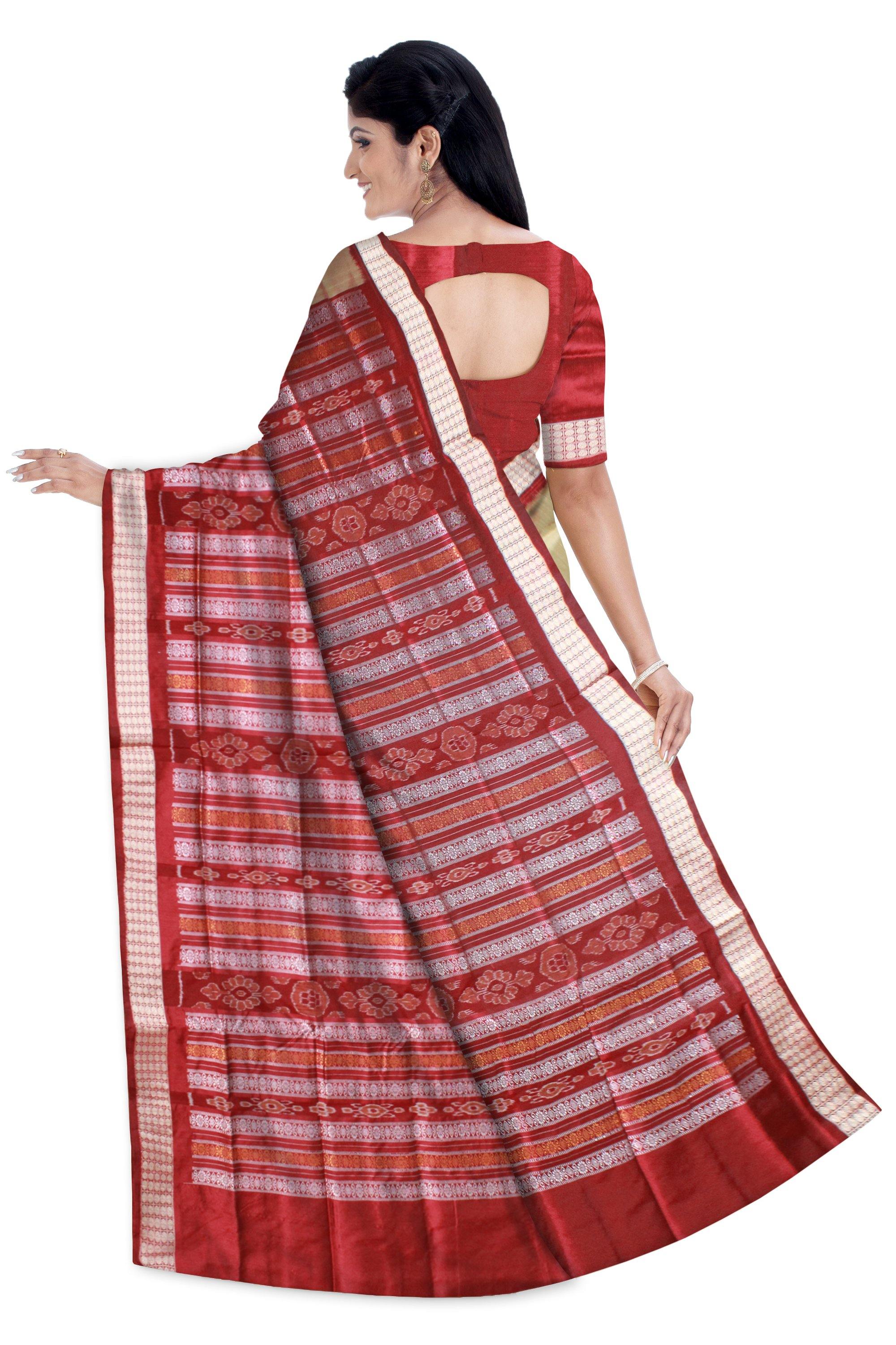 2d Gray and violate color, Bomkei Pata saree with blouse piece. - Koshali Arts & Crafts Enterprise