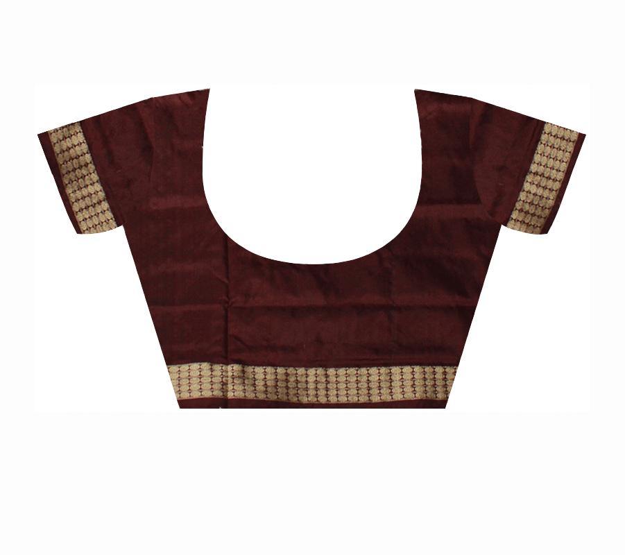 Silver and Brown color Pasapali Pata saree with blouse piece - Koshali Arts & Crafts Enterprise