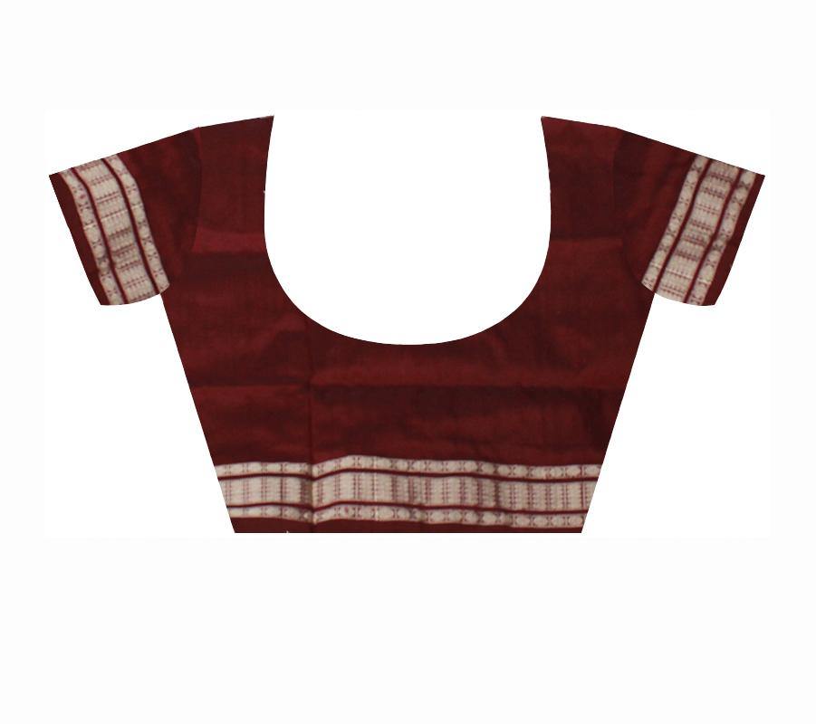 Brown and Pink color sambalpuri pata saree with blouse piece. - Koshali Arts & Crafts Enterprise