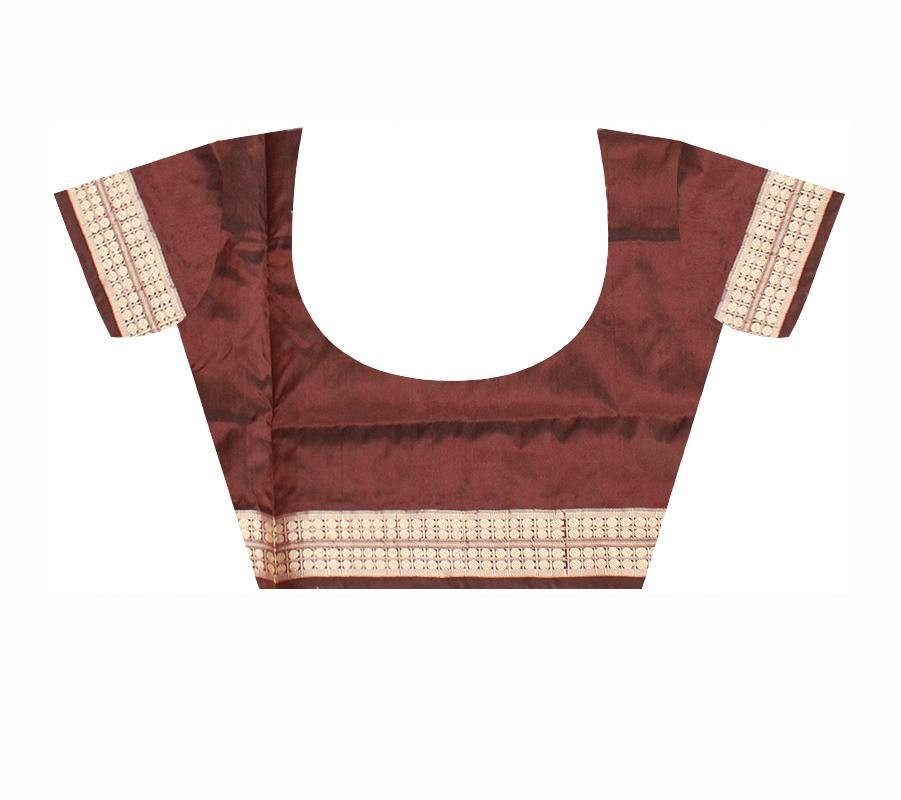 Red color Sapta print Sambalpuri Pata saree with blouse piece. - Koshali Arts & Crafts Enterprise