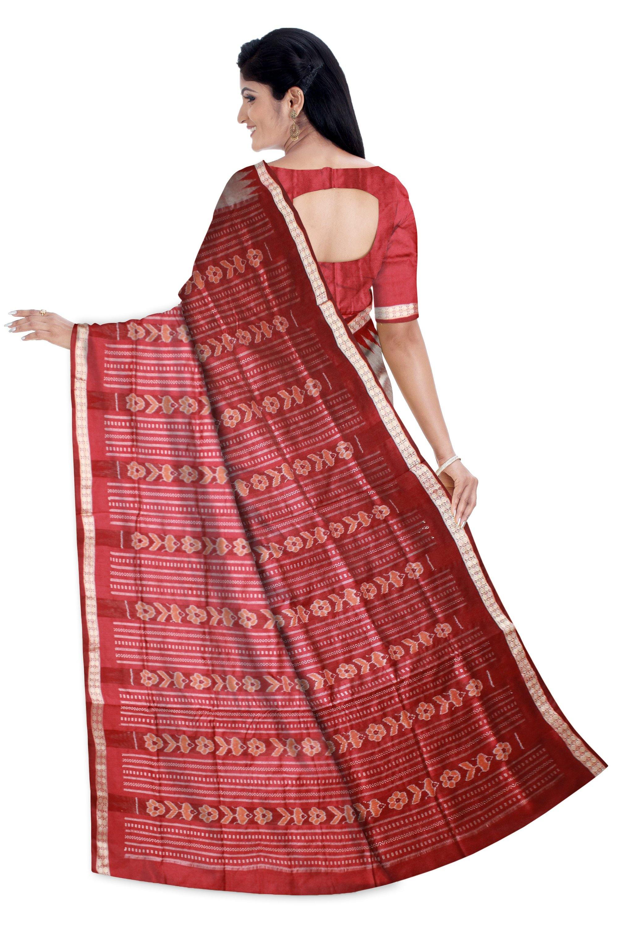 Gray color sambalpuri pata saree with blouse piece. - Koshali Arts & Crafts Enterprise