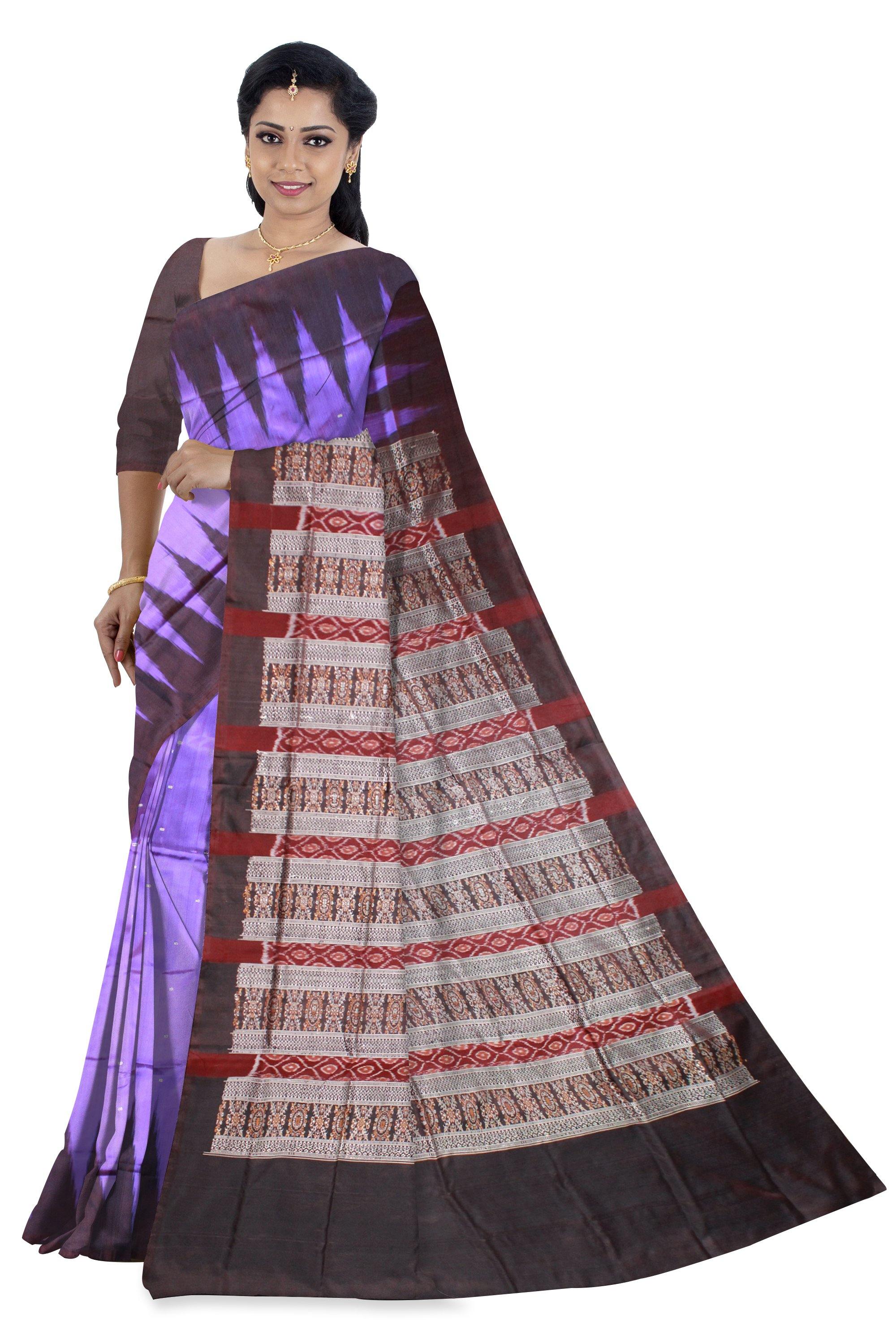 Violet color kargil pata saree with blouse piece. - Koshali Arts & Crafts Enterprise