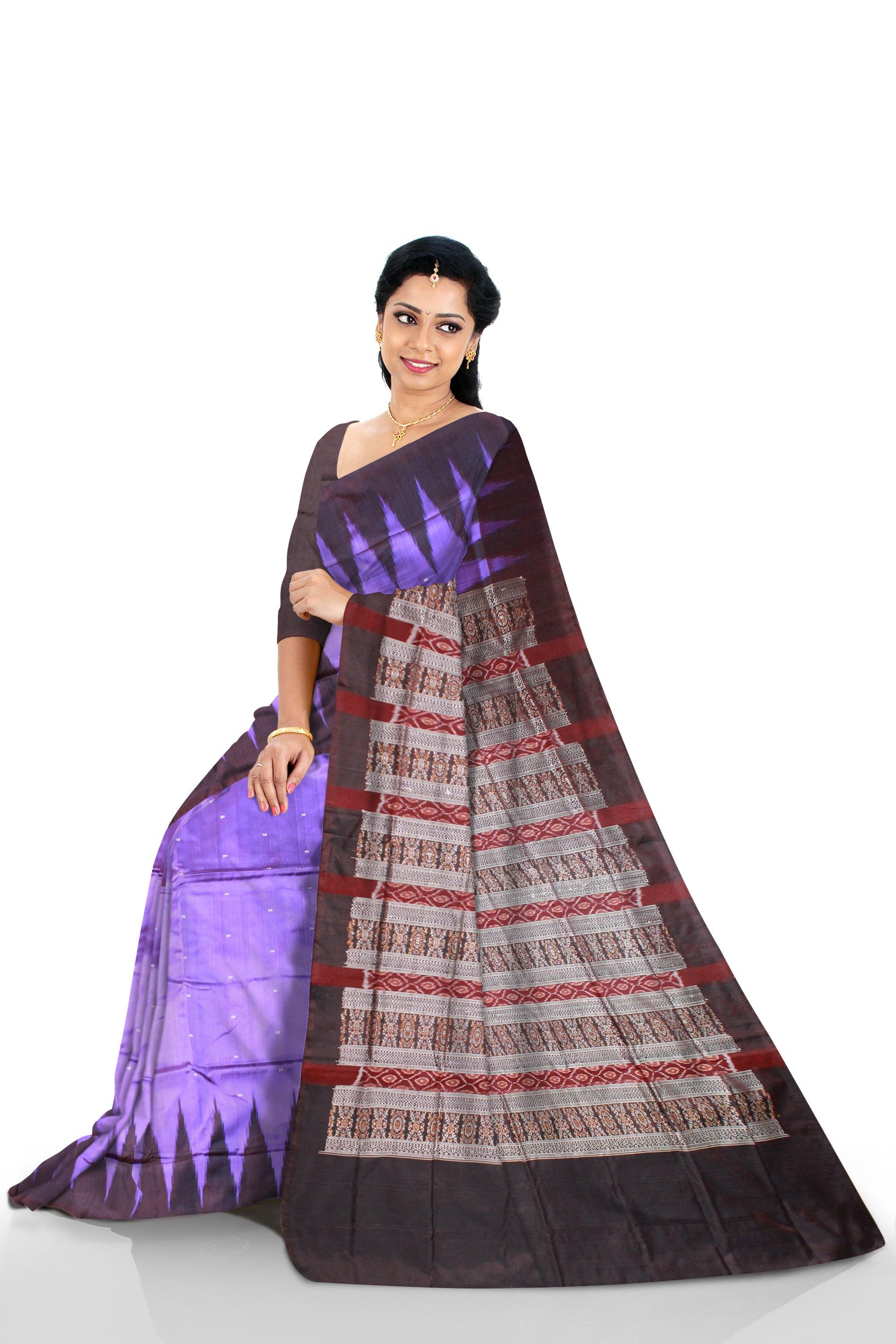 Violet color kargil pata saree with blouse piece. - Koshali Arts & Crafts Enterprise