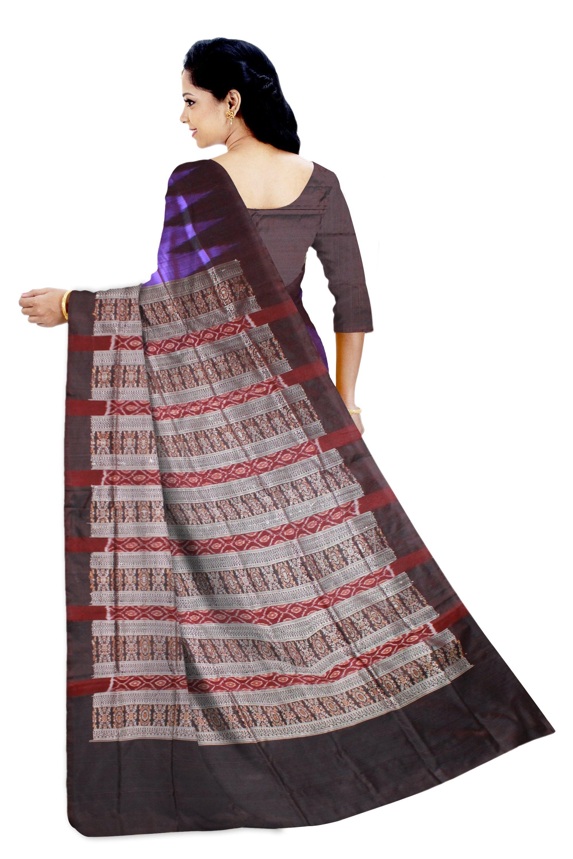 Violet color kargil pata saree with blouse piece. - Koshali Arts & Crafts Enterprise