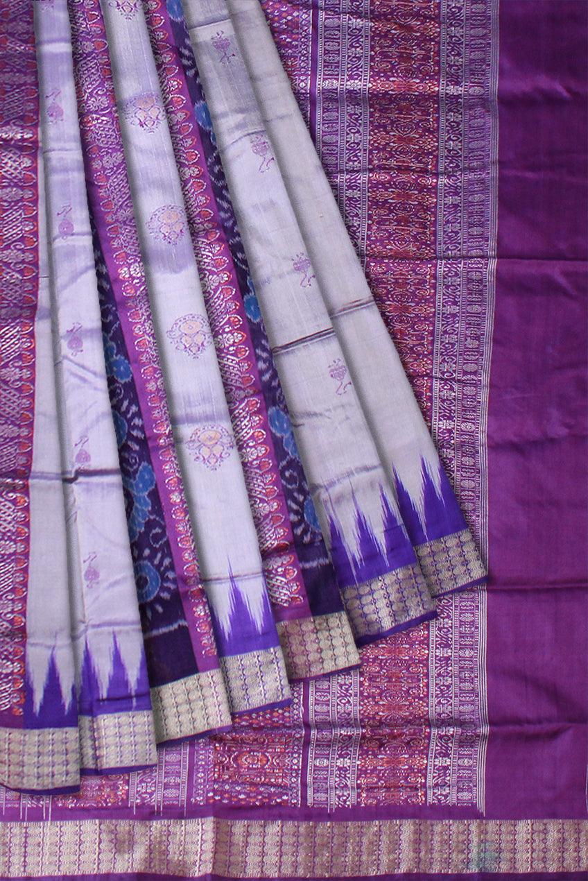 Violet color Sambalpuri pata saree with blouse piece. - Koshali Arts & Crafts Enterprise