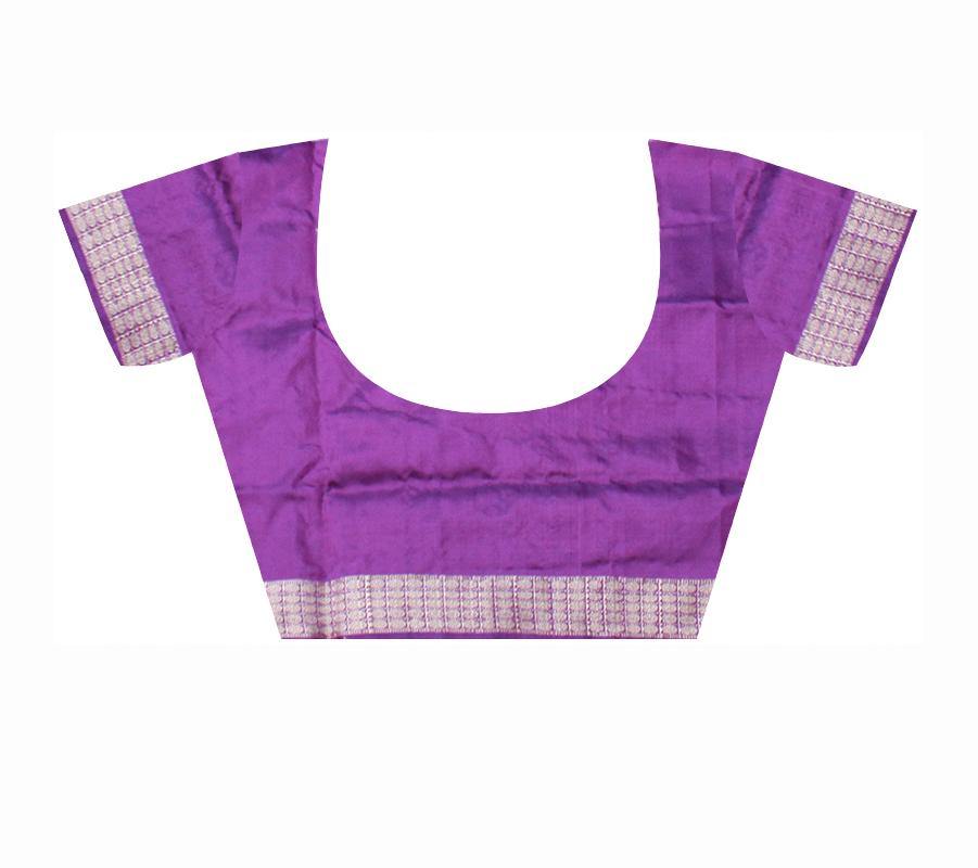 Blue & violet Bomkei pata saree with blouse piece. - Koshali Arts & Crafts Enterprise