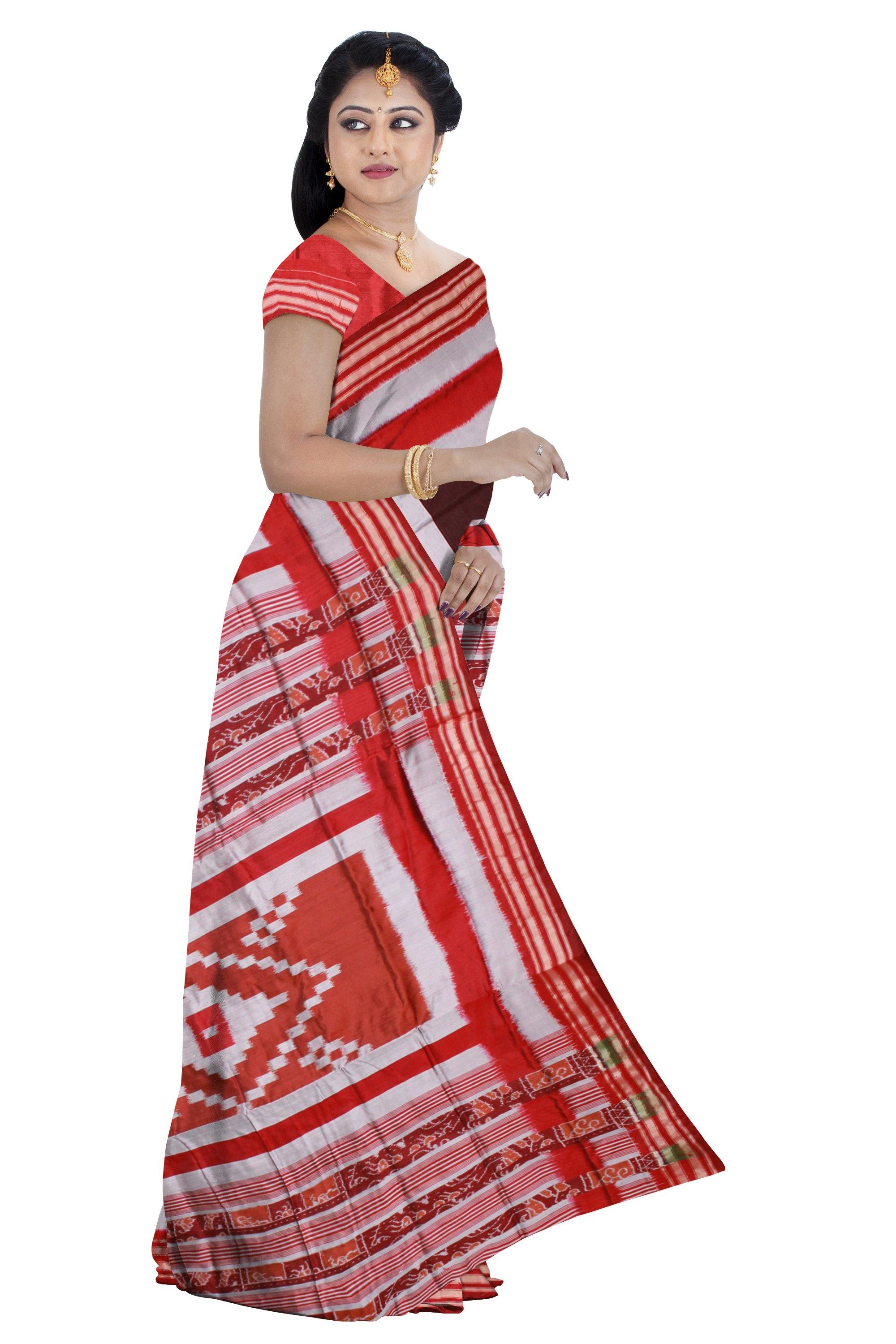Sambalpuri pasapali design brown color pata saree with blouse piece - Koshali Arts & Crafts Enterprise