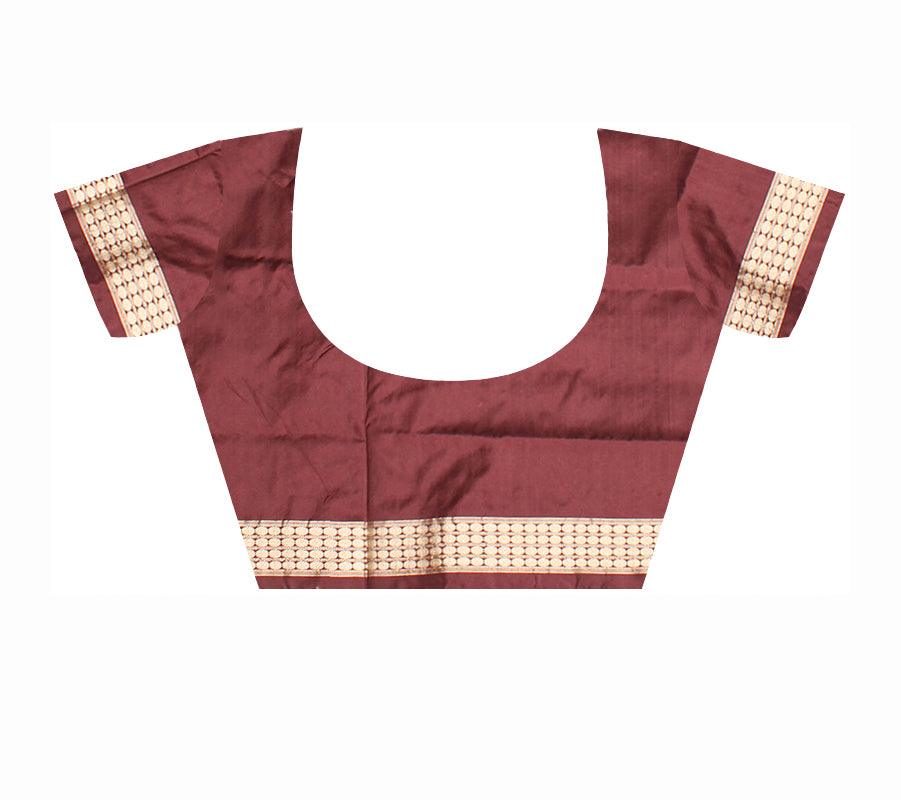 Latest  design Peach colour Sambalpuri bomkei pata saree with blouse piece. - Koshali Arts & Crafts Enterprise