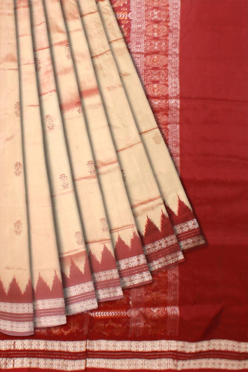 A Sambalpuri  bomkei Pata saree in Ghee colour with blouse piece. - Koshali Arts & Crafts Enterprise