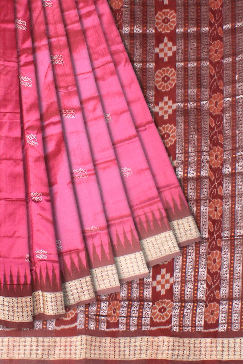 Exclusive sapta print pure pata saree in Pink color available with blouse piece. - Koshali Arts & Crafts Enterprise