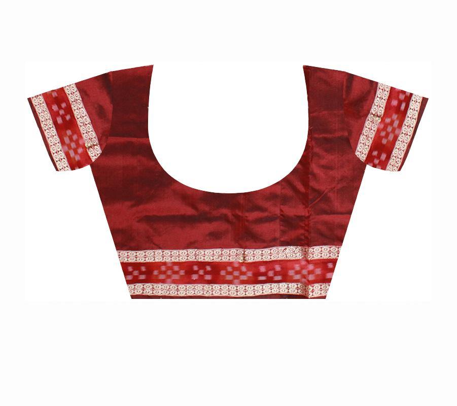 Maroon color Pasapali border Pata saree with blouse piece - Koshali Arts & Crafts Enterprise