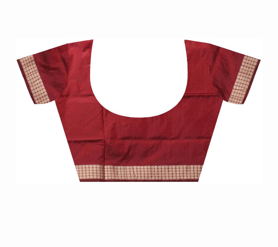 MAROON,GREEN AND PINK COLOR  PATLI PATA SAREE , WITH BLOUSE PIECE. - Koshali Arts & Crafts Enterprise