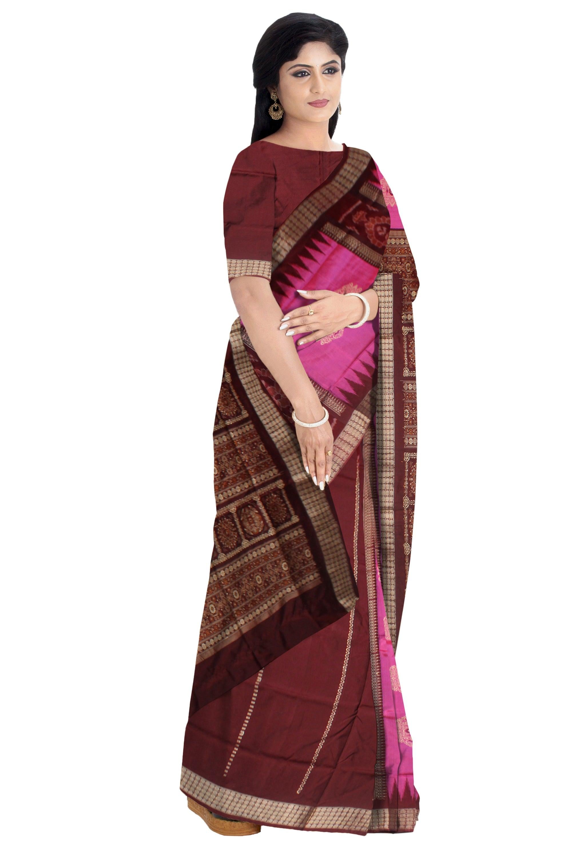 NEW PINK AND MAROON  COLOR PATLI  PADMA PATA SAREE, AVAILABLE  WITH BLOUSE PIECE. - Koshali Arts & Crafts Enterprise