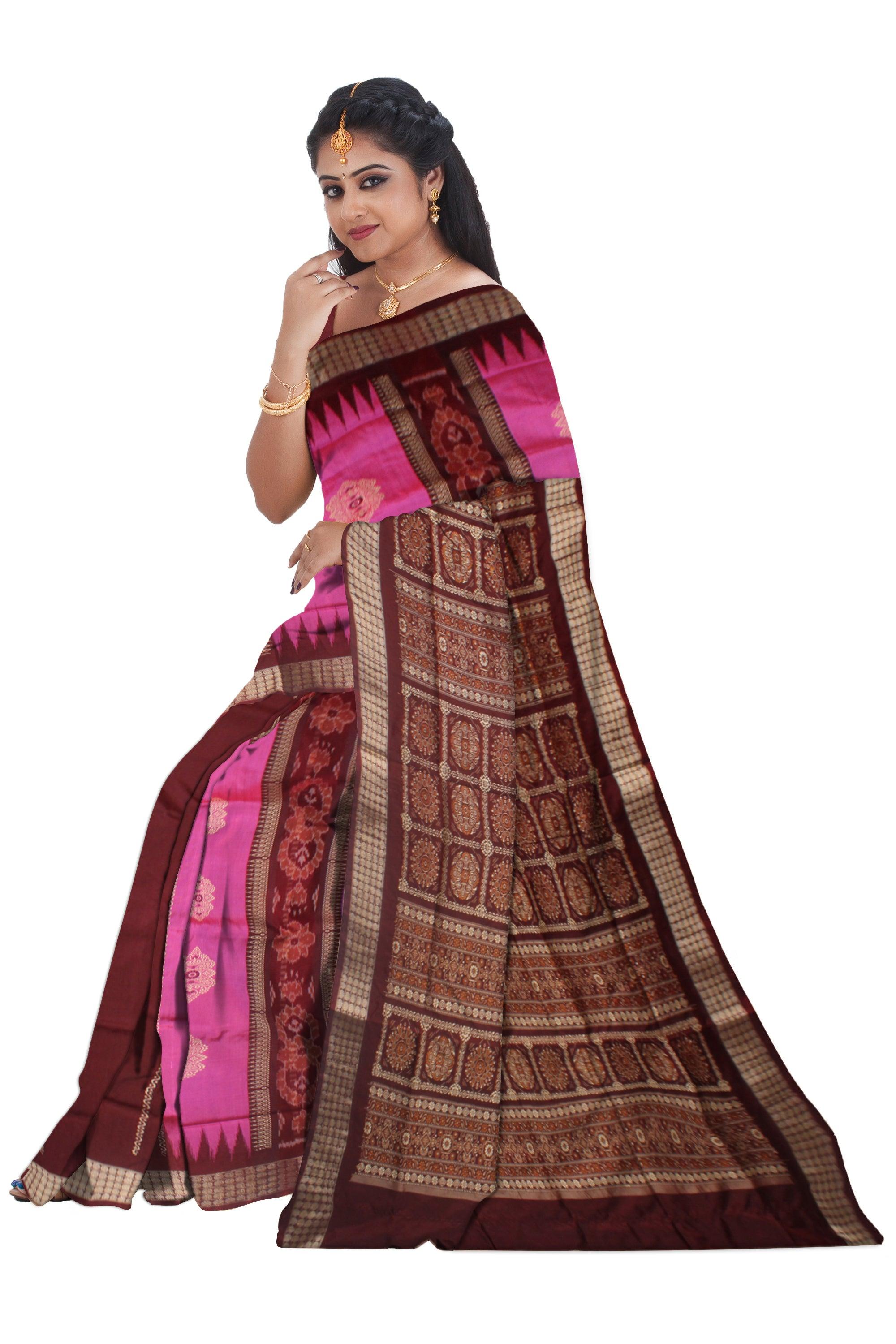 NEW PINK AND MAROON  COLOR PATLI  PADMA PATA SAREE, AVAILABLE  WITH BLOUSE PIECE. - Koshali Arts & Crafts Enterprise