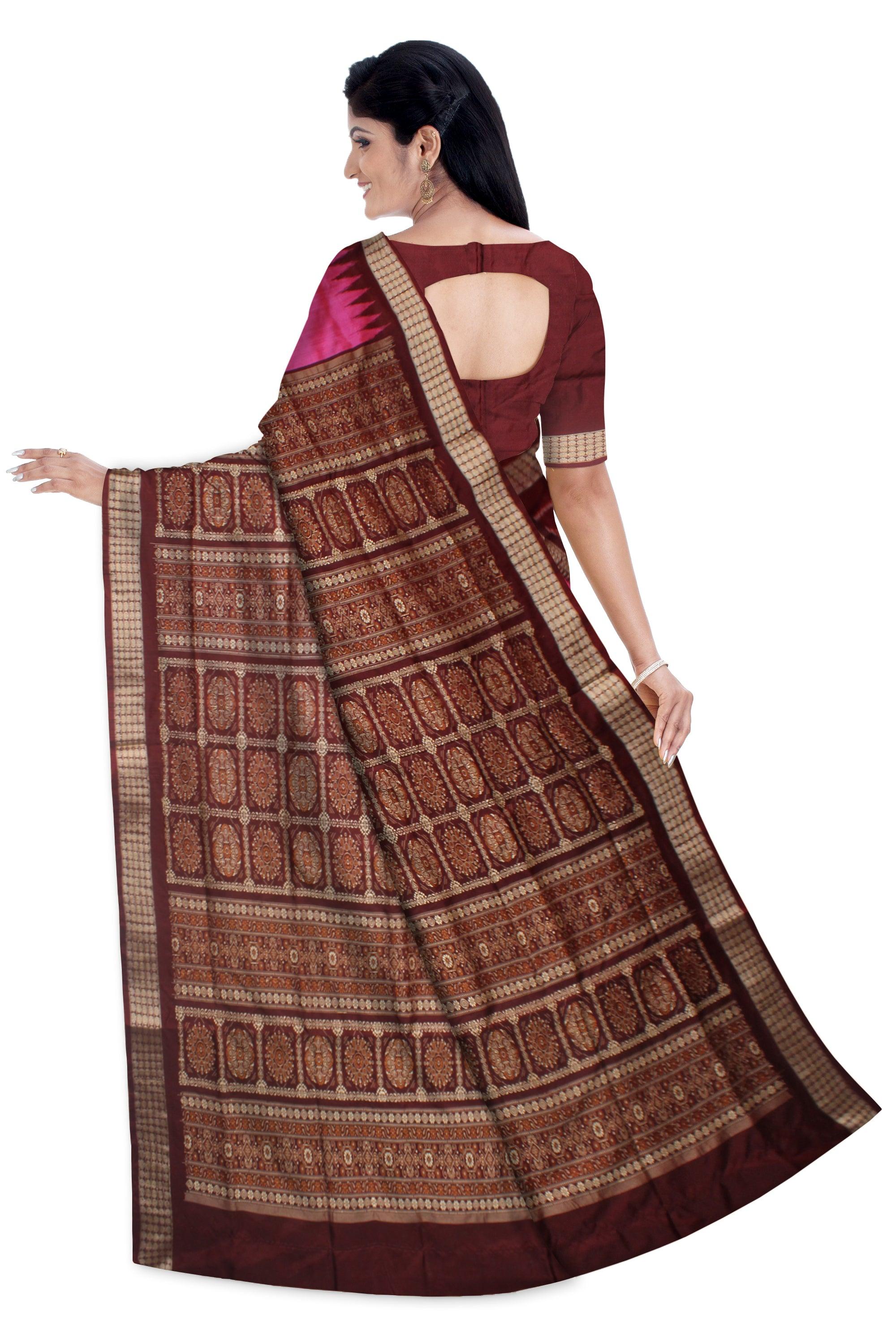 NEW PINK AND MAROON  COLOR PATLI  PADMA PATA SAREE, AVAILABLE  WITH BLOUSE PIECE. - Koshali Arts & Crafts Enterprise