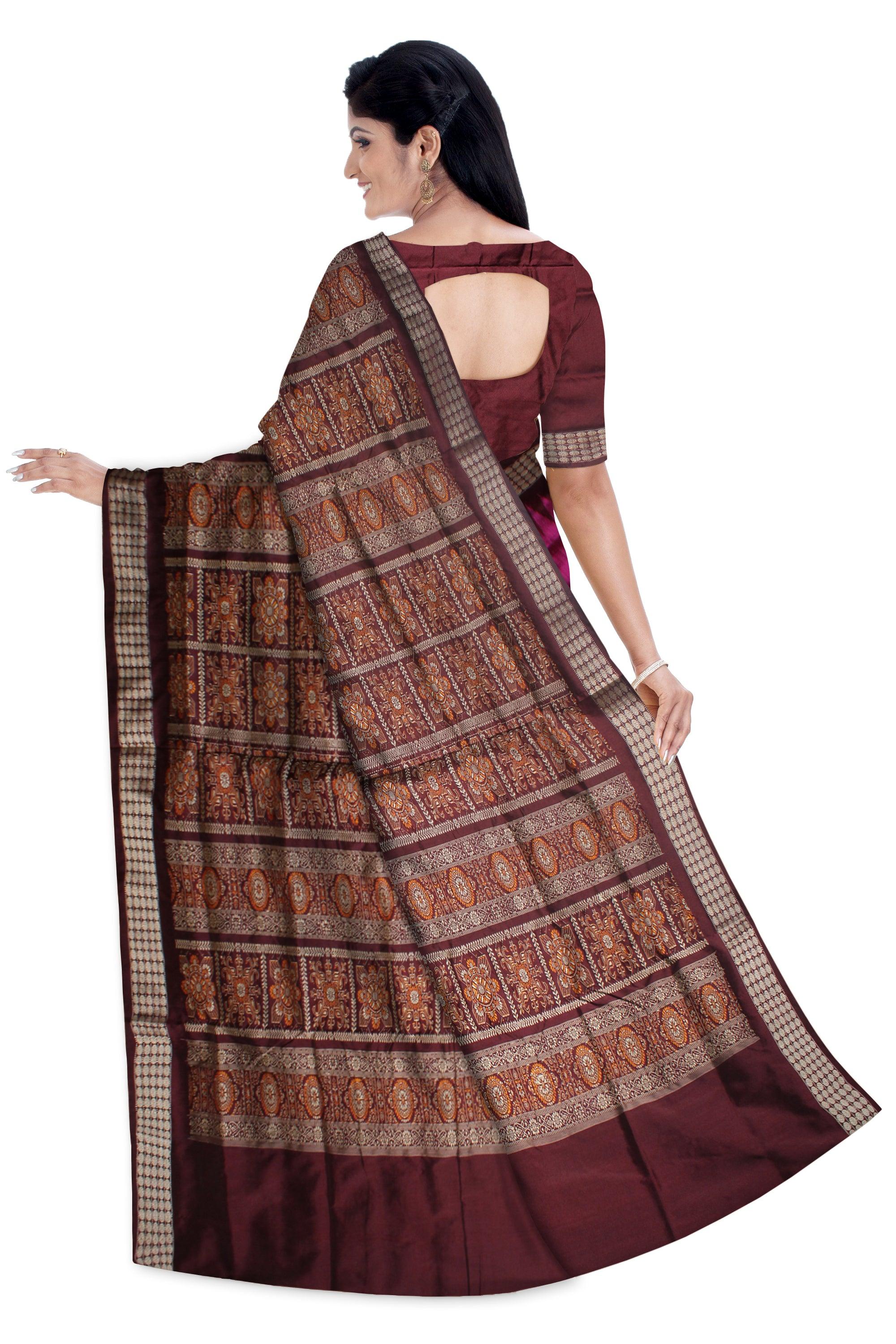 PINK AND MAROON COLOUR SONEPURI BOOTY PATTERN  PATA SAREE WITH BLOUSE PIECE. - Koshali Arts & Crafts Enterprise