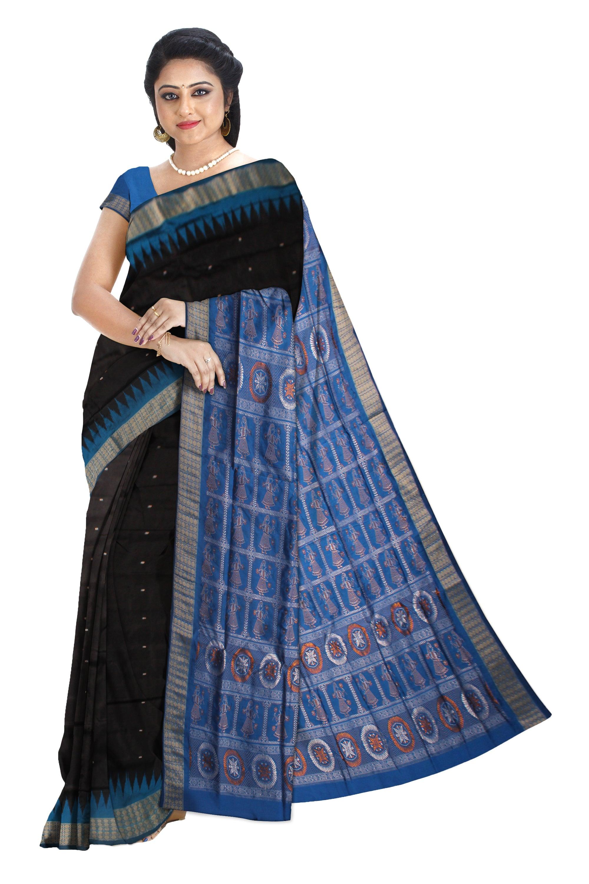 STYLISH BLACK COLOR PATA SAREE , WITH BLOUSE PIECE. - Koshali Arts & Crafts Enterprise