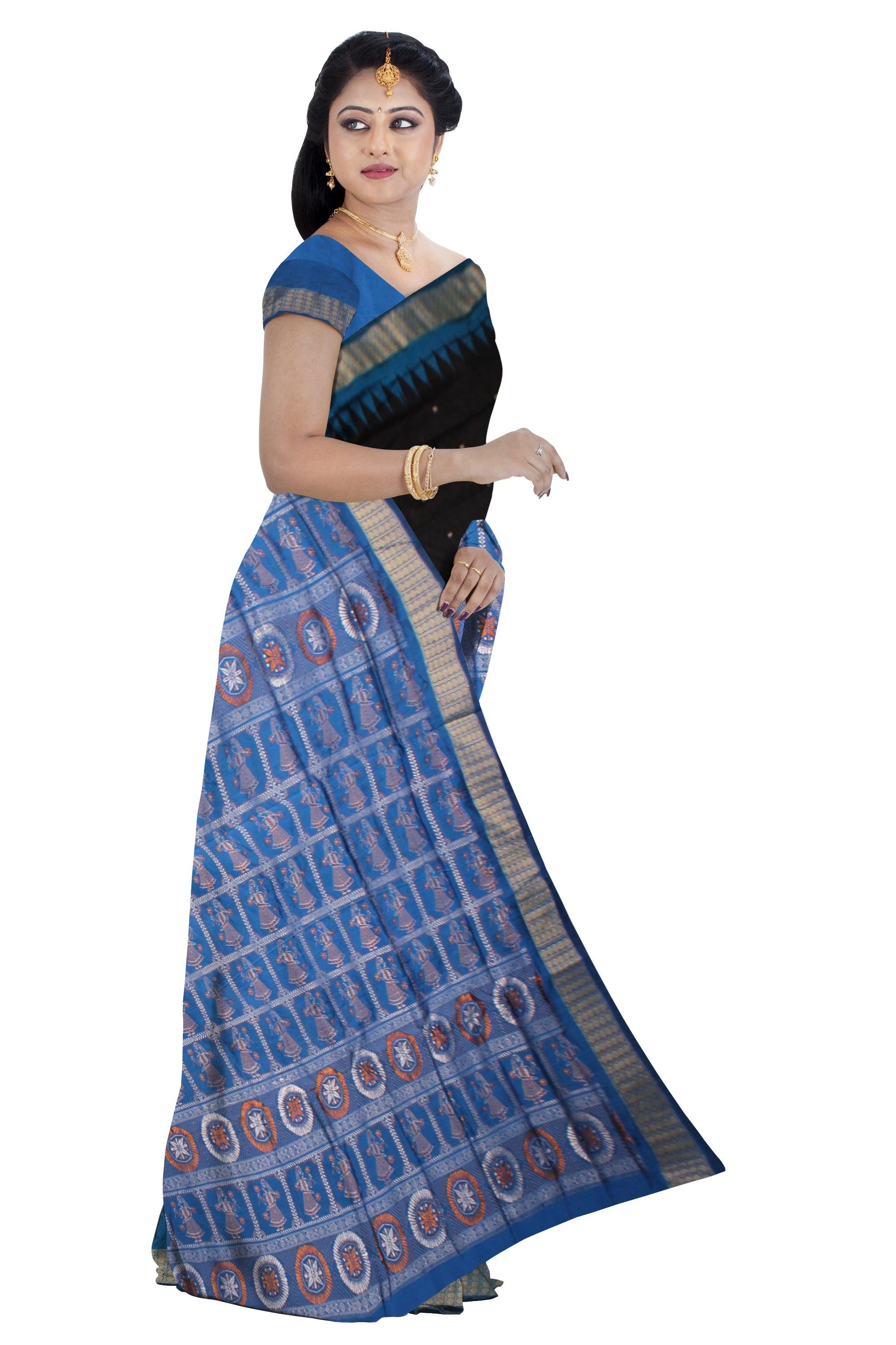 STYLISH BLACK COLOR PATA SAREE , WITH BLOUSE PIECE. - Koshali Arts & Crafts Enterprise