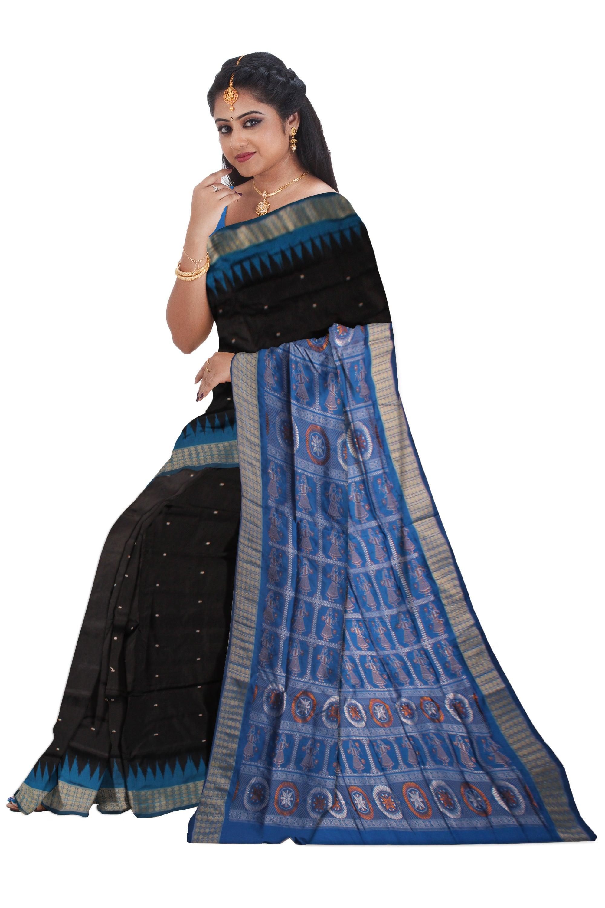 STYLISH BLACK COLOR PATA SAREE , WITH BLOUSE PIECE. - Koshali Arts & Crafts Enterprise