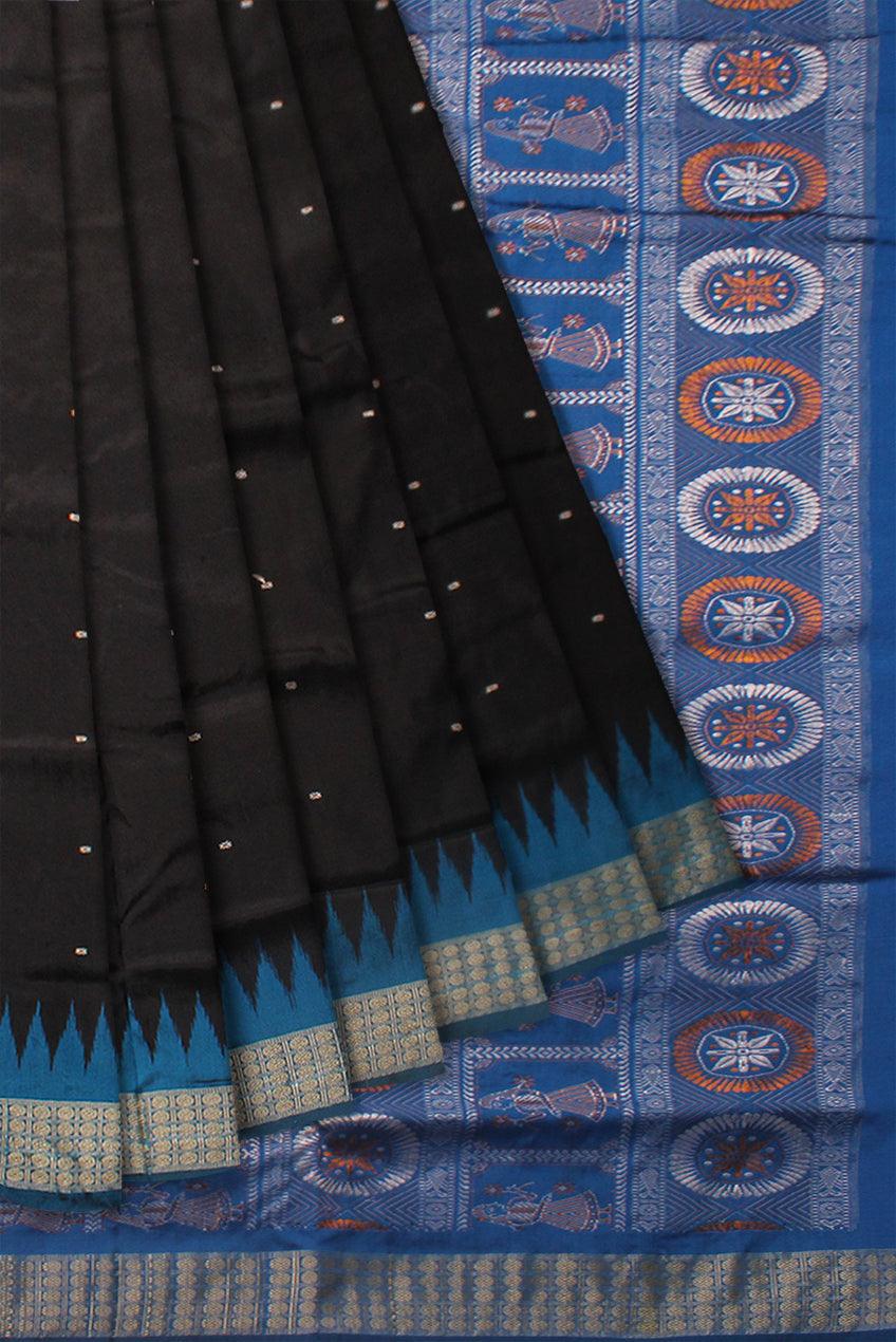 STYLISH BLACK COLOR PATA SAREE , WITH BLOUSE PIECE. - Koshali Arts & Crafts Enterprise