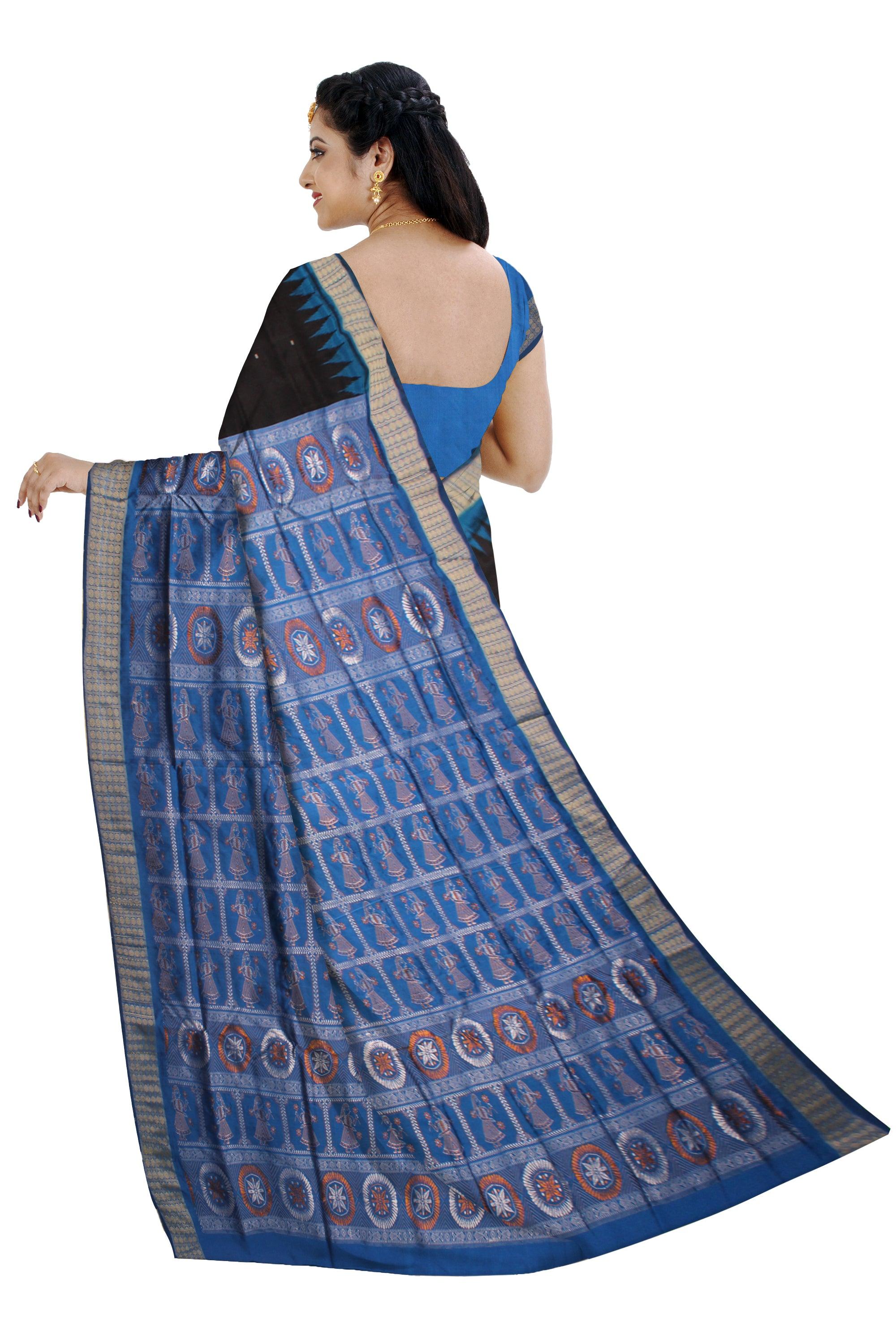 STYLISH BLACK COLOR PATA SAREE , WITH BLOUSE PIECE. - Koshali Arts & Crafts Enterprise