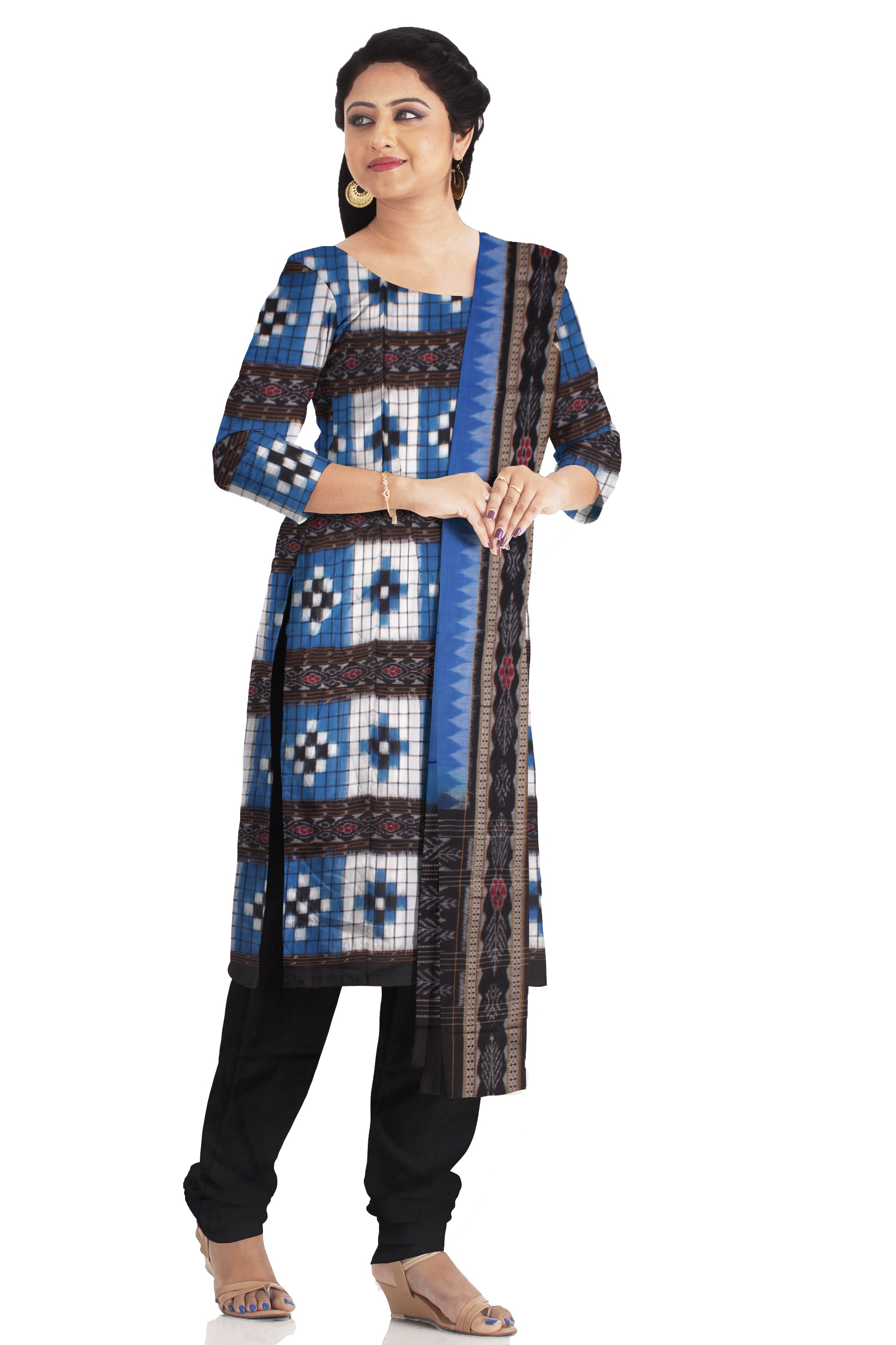 Red Ikkat Sambalpuri Cotton Dress Material | C261700461 – Priyadarshini  Handloom