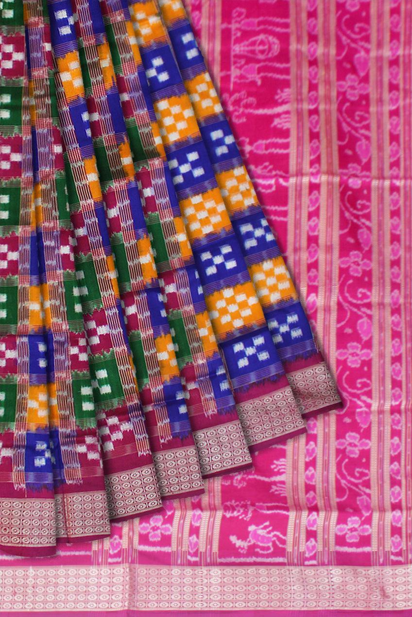 DIFFERENT MULTI COLOR BODY PASAPALI PATTERN , BRIDAL COLLECTION PURE SILK SAREE , ATTACHED WITH BLOUSE PIECE. - Koshali Arts & Crafts Enterprise