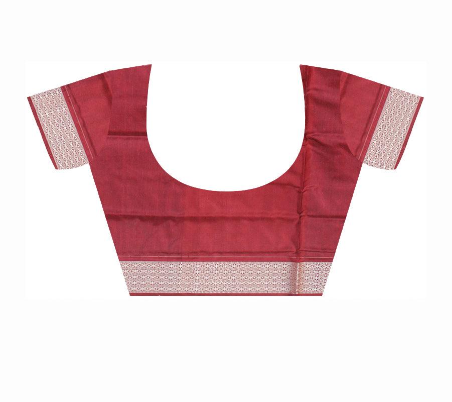 TRADITIONAL VILLAGE PATTERN PURE SILK SAREE IS BLACK AND MAROON COLOR BASE, AVAILABLE WITH BLOUSE PIECE. - Koshali Arts & Crafts Enterprise