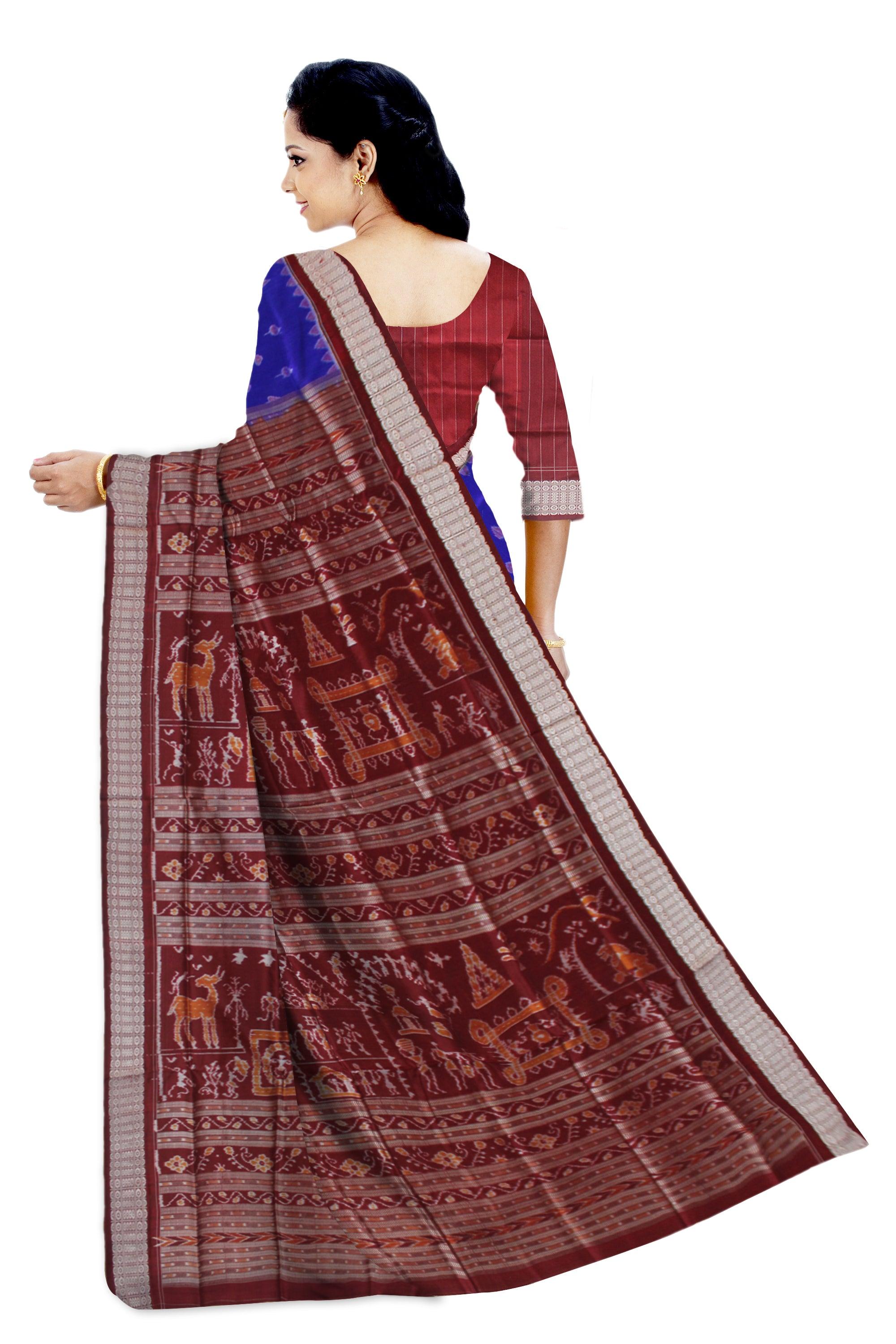 MARRAIGE COLLECTION KALASH PATTERN PURE SILK SAREE IS PURPLE AND COFFEE COLOR BASE,  WITH BLOUSE PIECE. - Koshali Arts & Crafts Enterprise