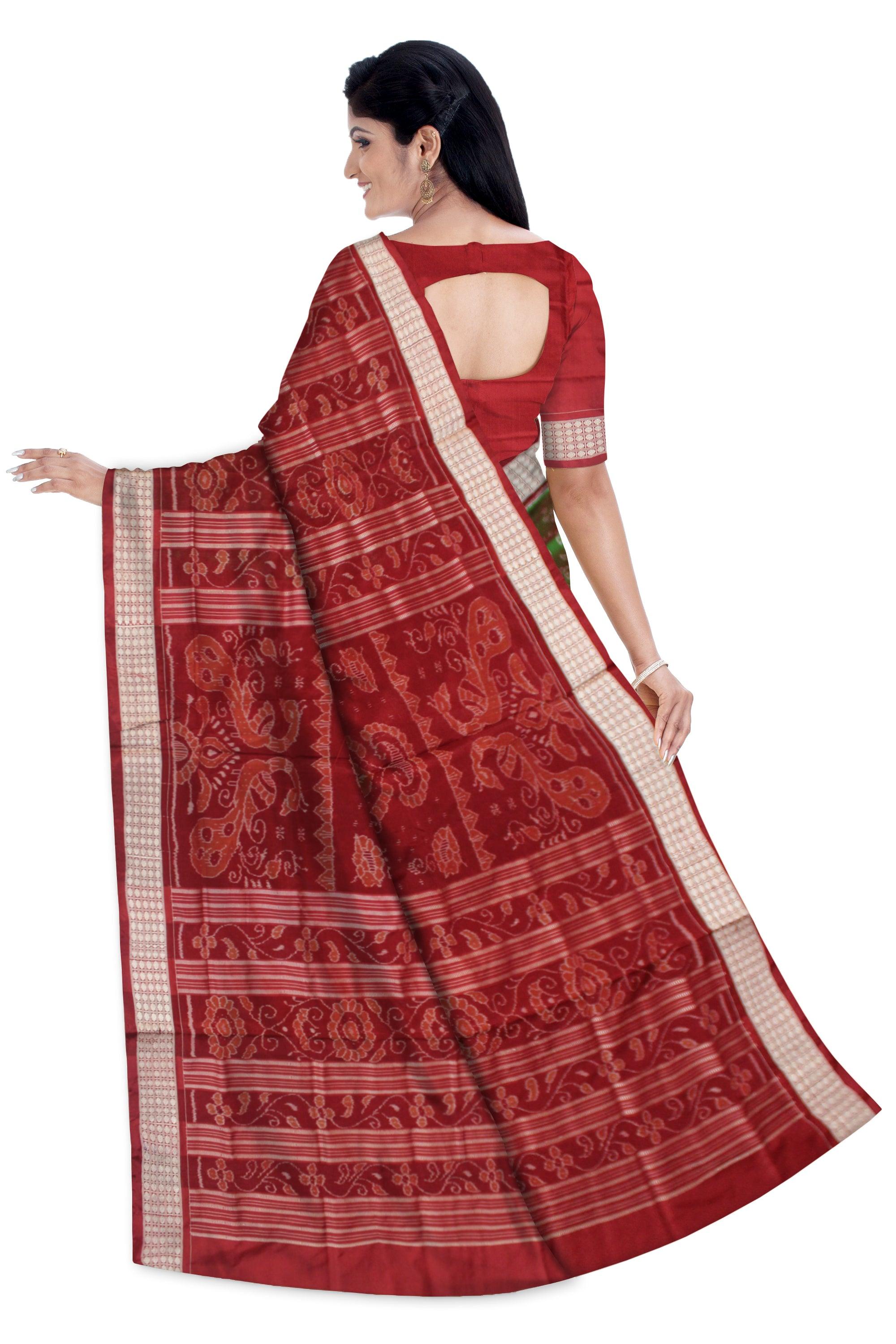LIGHT GREEN AND MAROON COLOR BODY BANDHA PATTERN SILK SAREE , WITH MATCHING BLOUSE PIECE. - Koshali Arts & Crafts Enterprise