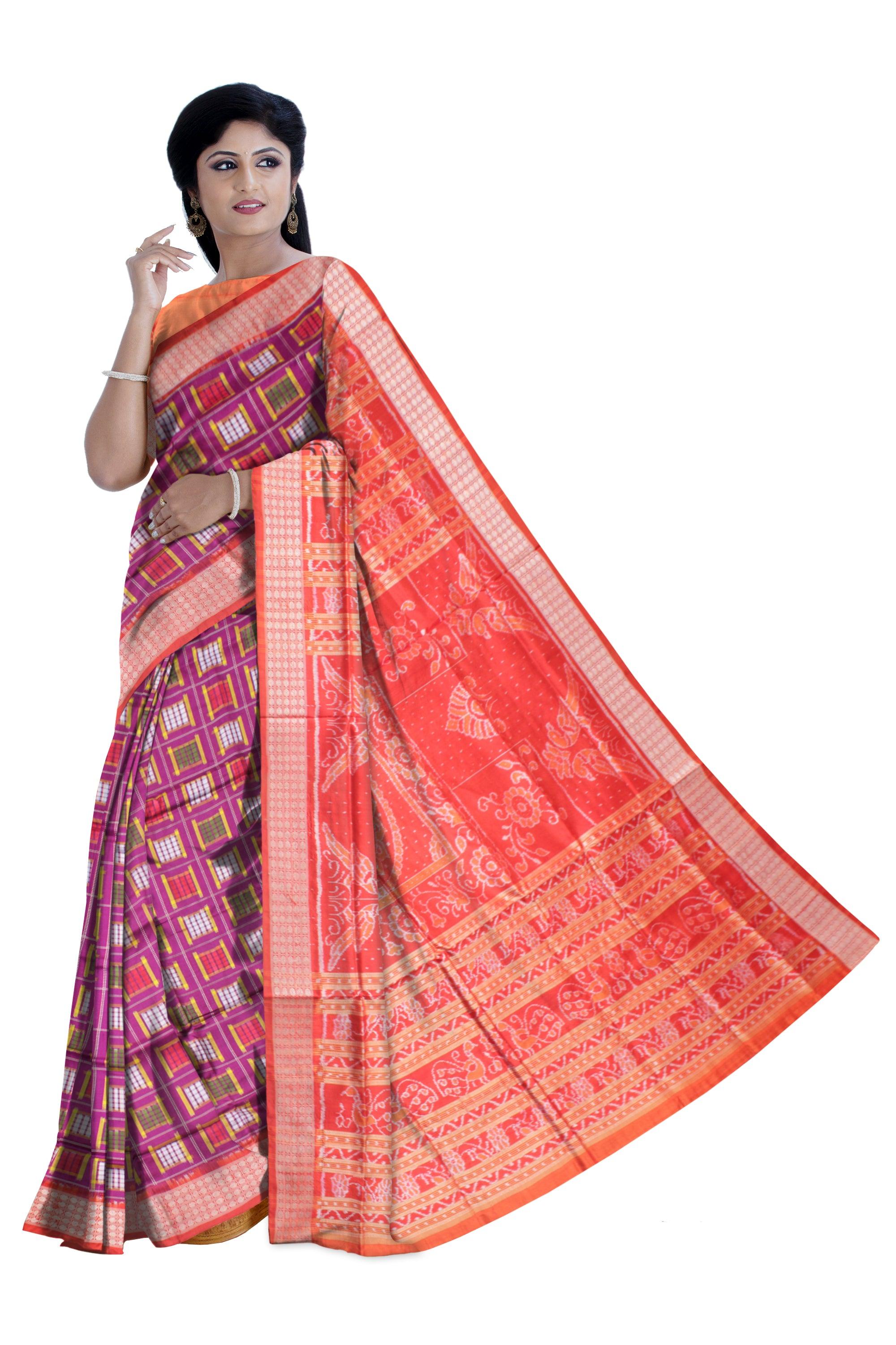 MARRAIGE COLLECTION PURE SILK SAREE IS MULTI COLOR BASE, ATTACHED WITH BLOUSE PIECE. - Koshali Arts & Crafts Enterprise