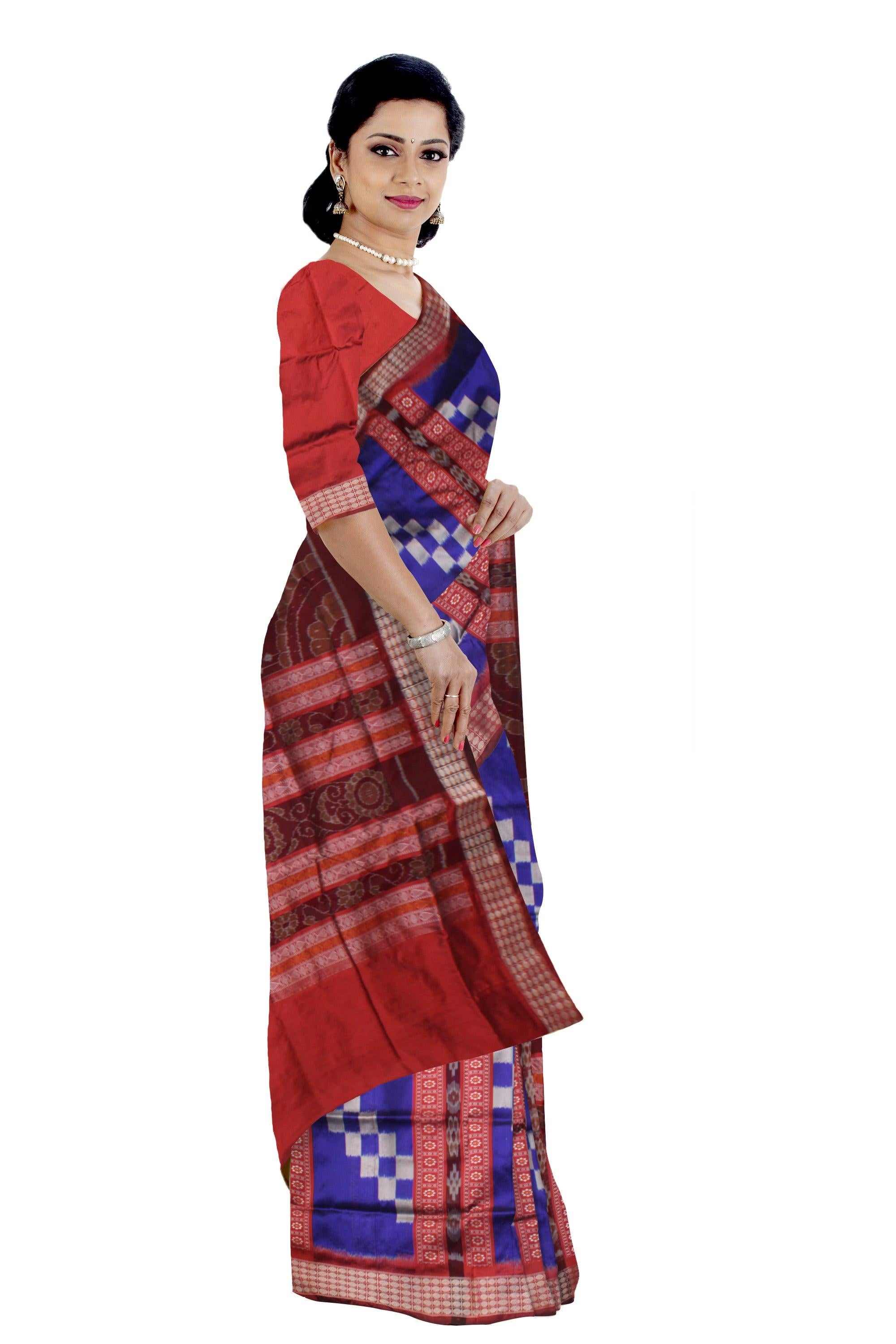 LATEST DESIGN PURPLE AND MAROON COLOR  SAPTA PATTERN PATA SAREE,COMES WITH MATCHING BLOUSE PIECE. - Koshali Arts & Crafts Enterprise