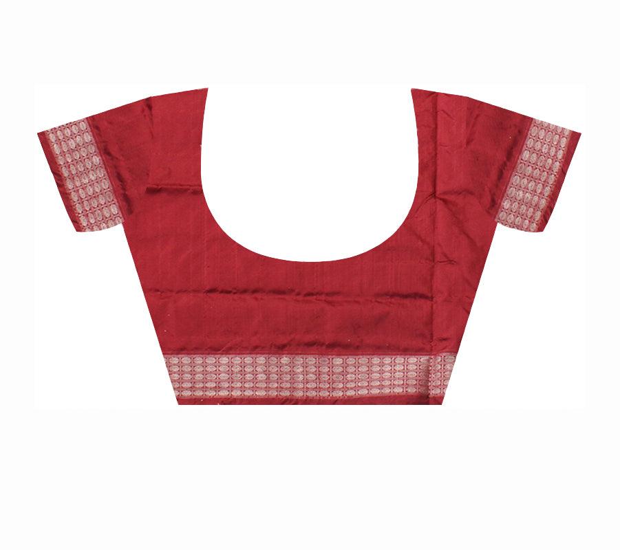 TERRACOTTA WITH PASAPALI PATTERN PATA SAREE IS  ROSY PINK AND LIGHT SKY COLOR BASE,WITH MATCHING BLOUSE PIECE. - Koshali Arts & Crafts Enterprise