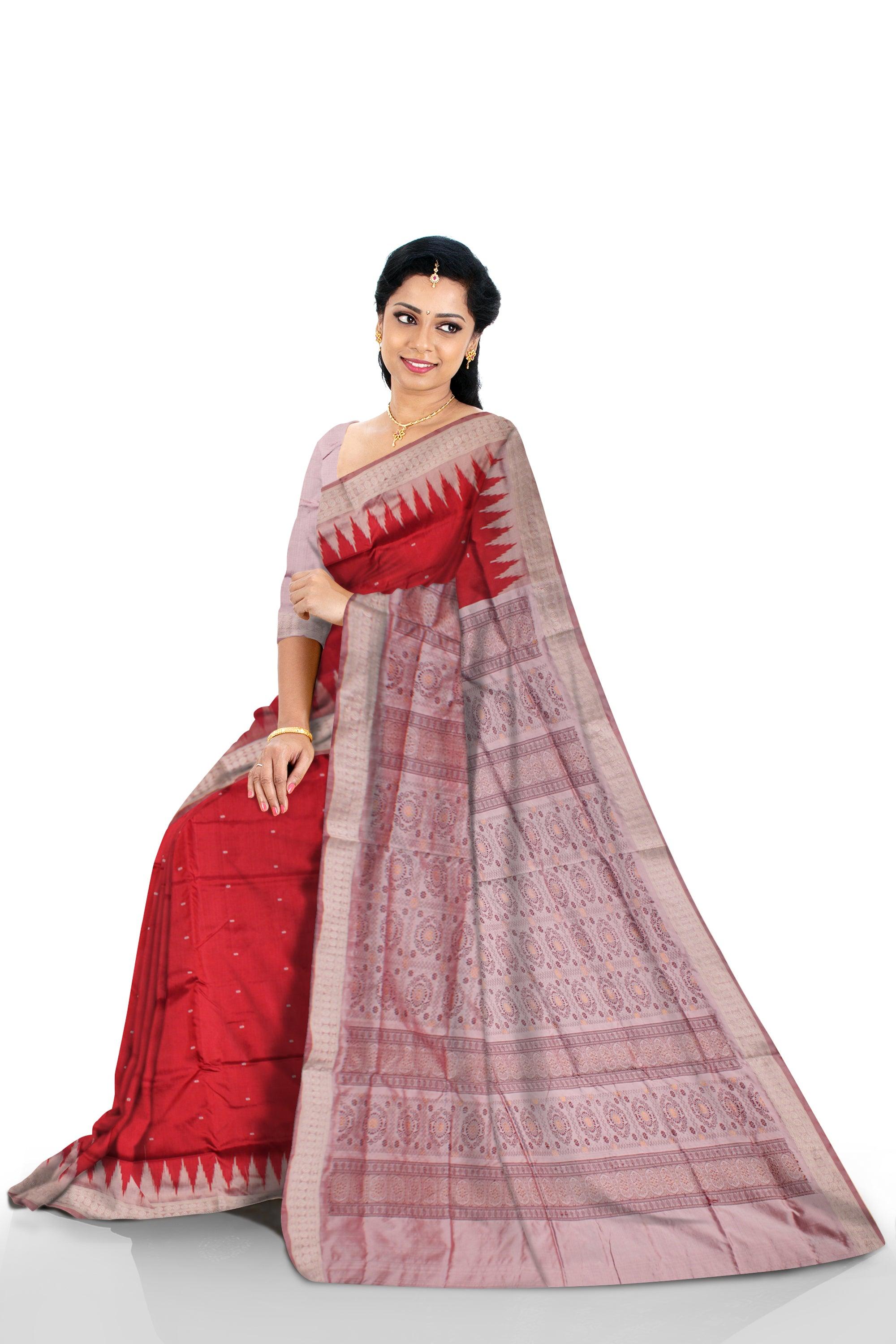 MARRAIGE COLLECTION SMALL BOTTY PATTERN PATA SAREE IS RED AND GRAY COLOR BASE, AVAILABLE WITH MATCHING BLOUSE PIECE. - Koshali Arts & Crafts Enterprise