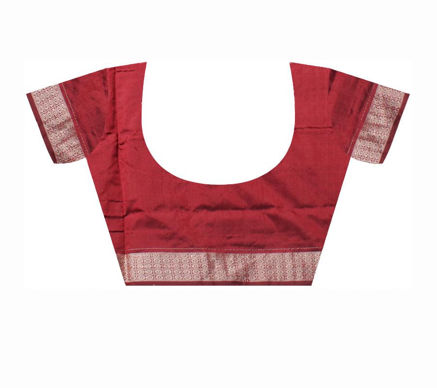 BODY DOUBLE COLOR PASAPALI PATTERN PATA  SAREE WITH BLOUSE PIECE. - Koshali Arts & Crafts Enterprise